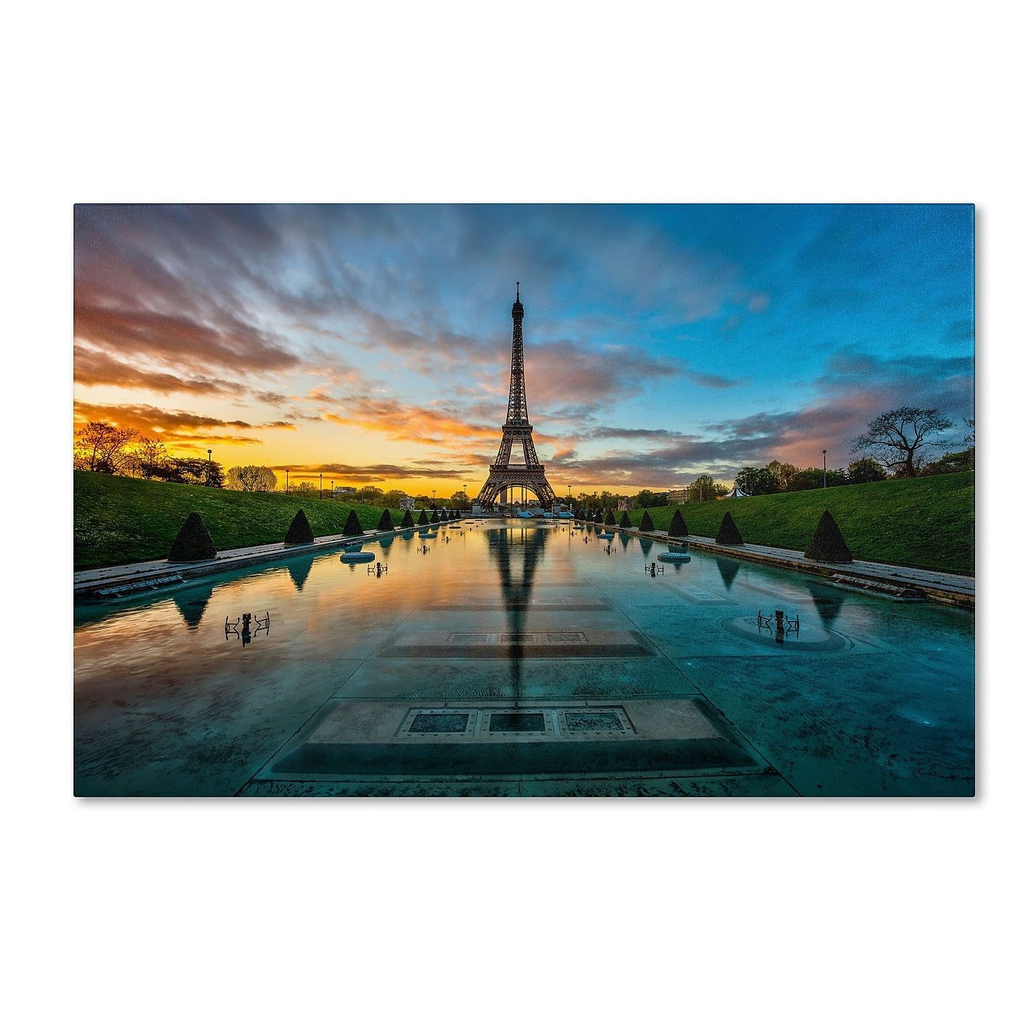 Sunrise in Paris Framed Canvas Landscape Art, 12" x 19"