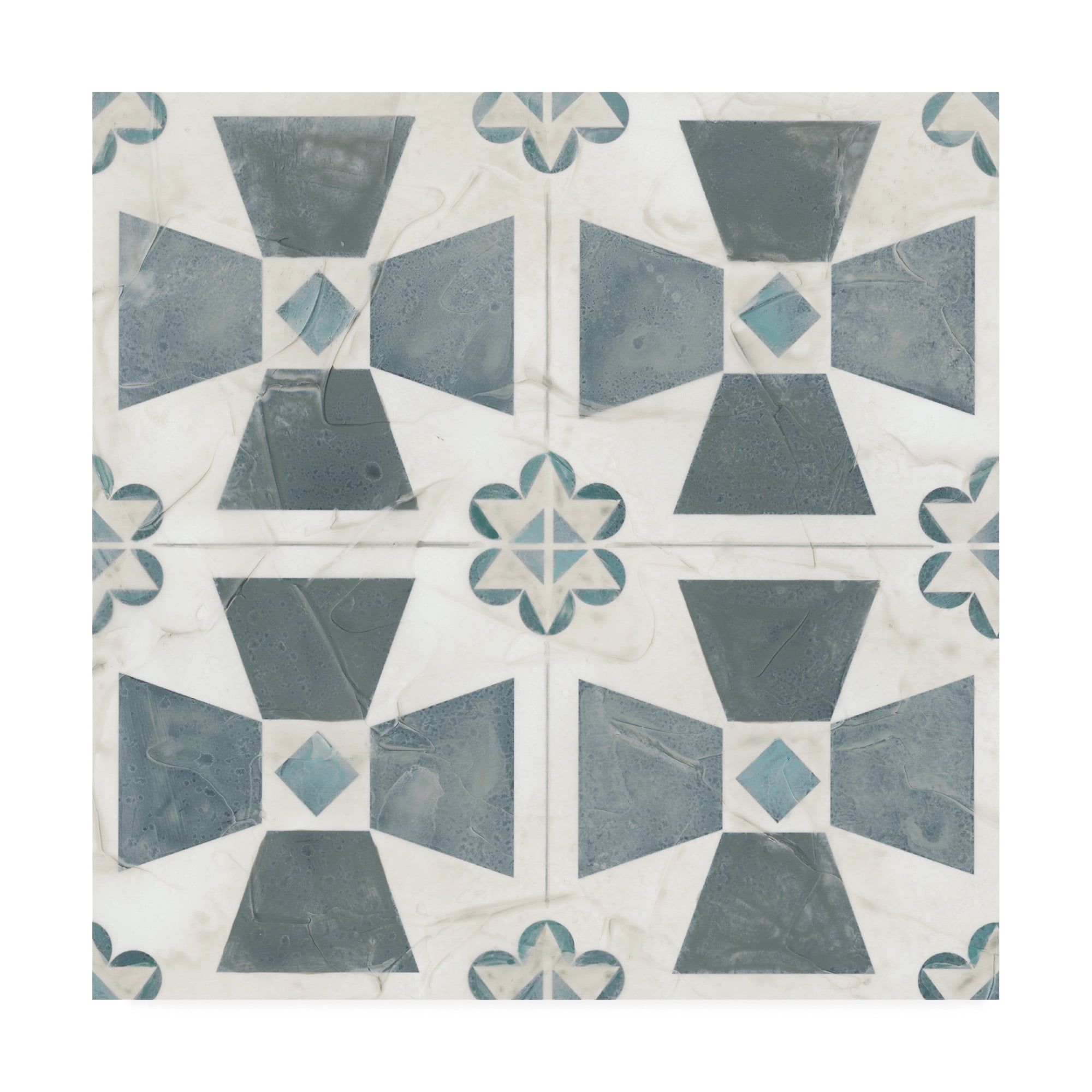 Teal and Gray Abstract Geometric Canvas Art, 35 x 35