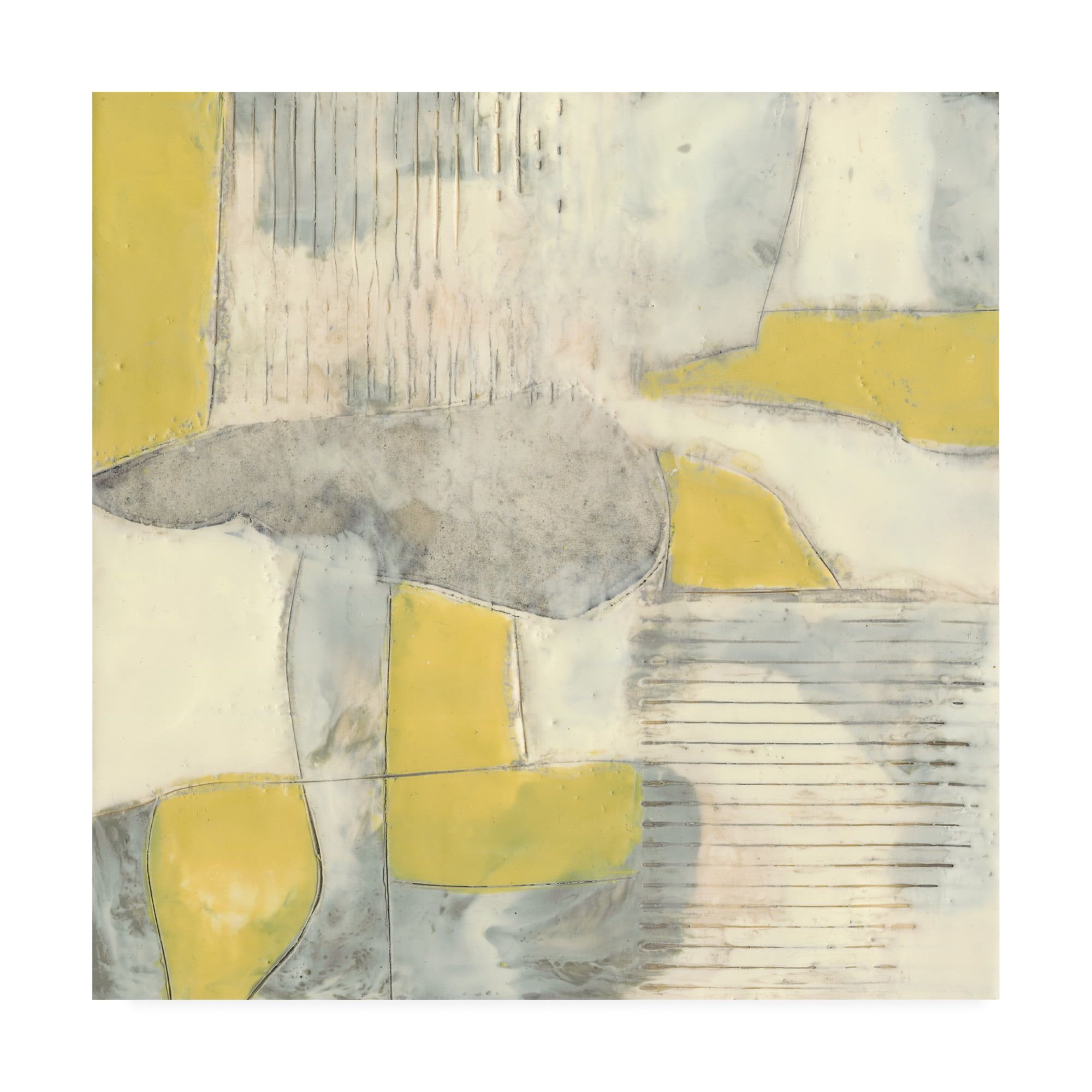 Yellow and Gray Abstract Canvas Art 14 x 14