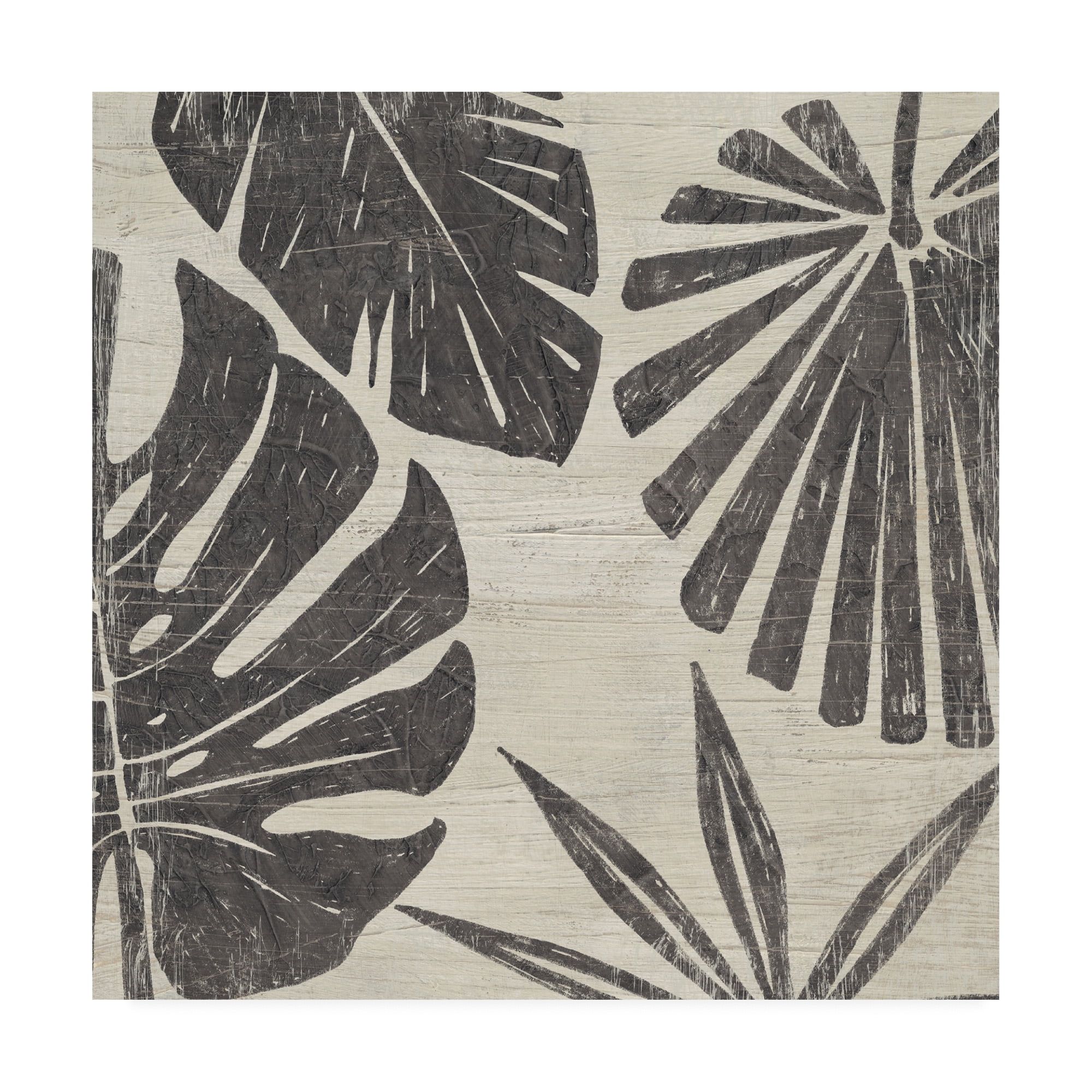 18" x 18" Black and Gray Palm Leaf Canvas Art