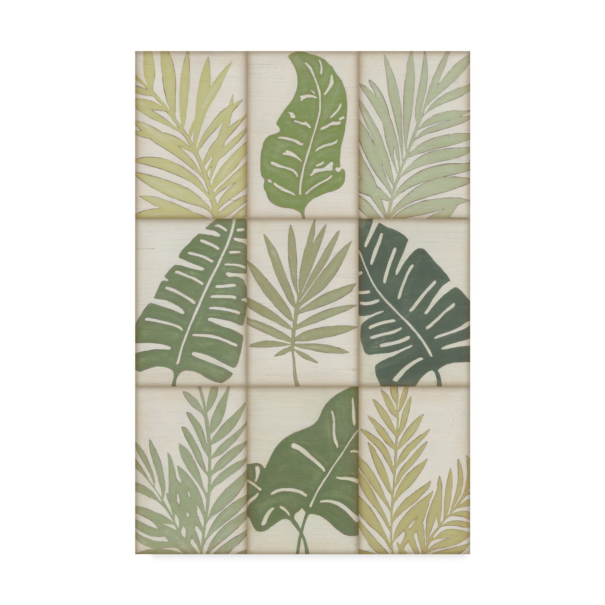 Verdant Green Leaves Modern Canvas Art with Wood Frame