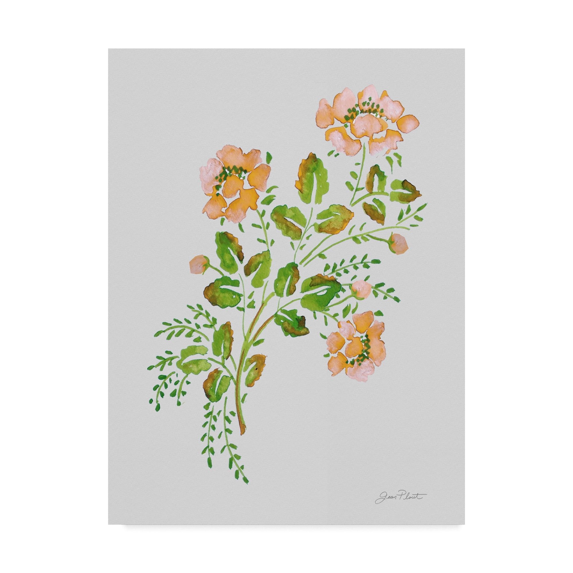 Wild Rose Peach Floral Canvas Art in White Frame