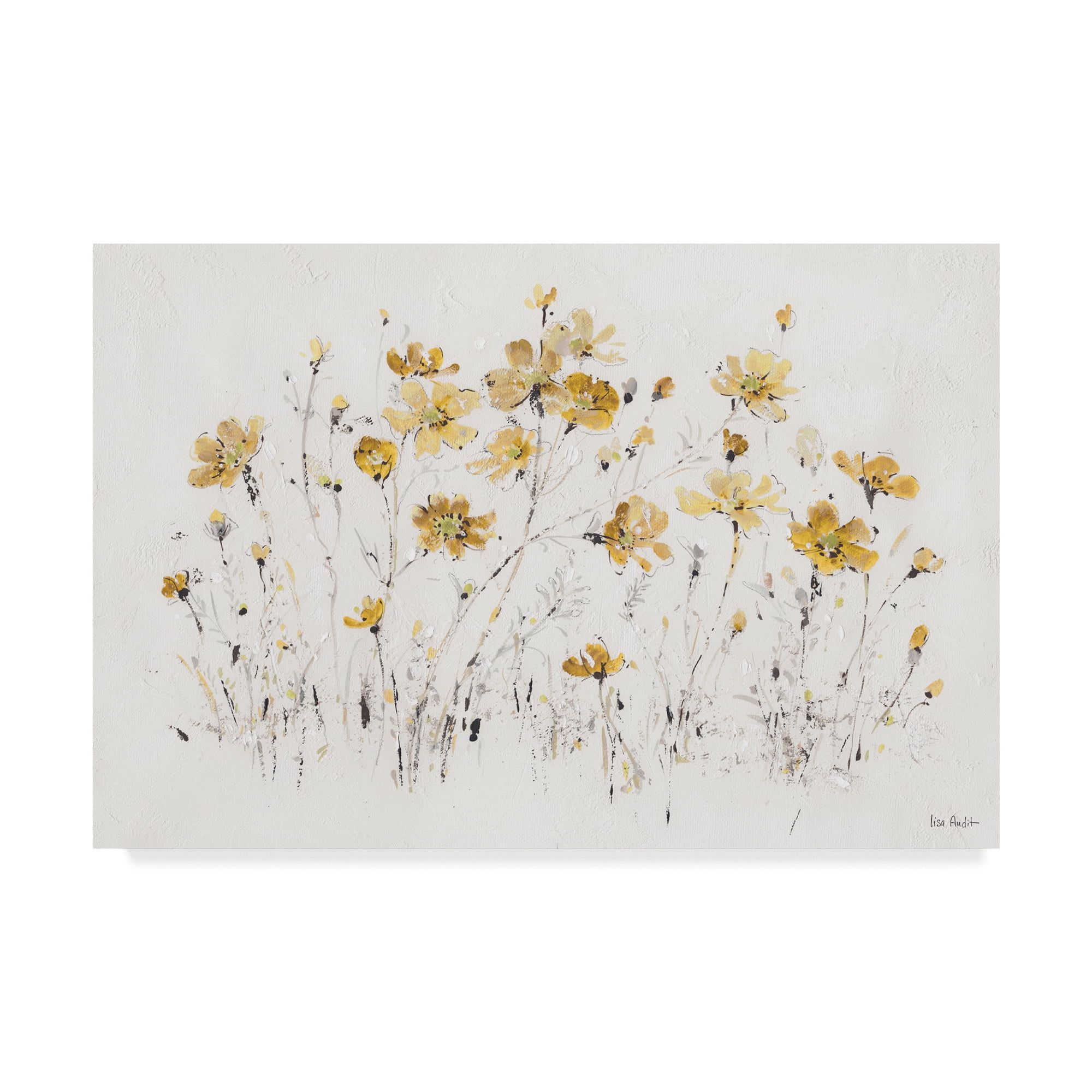 Lisa Audit Yellow Wildflowers Canvas Art with Wooden Frame