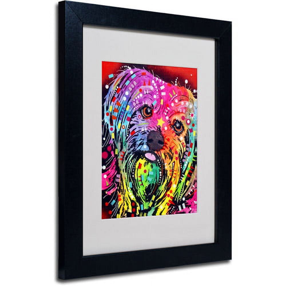 Vibrant Yorkie Pop Art Canvas Print in Black Frame