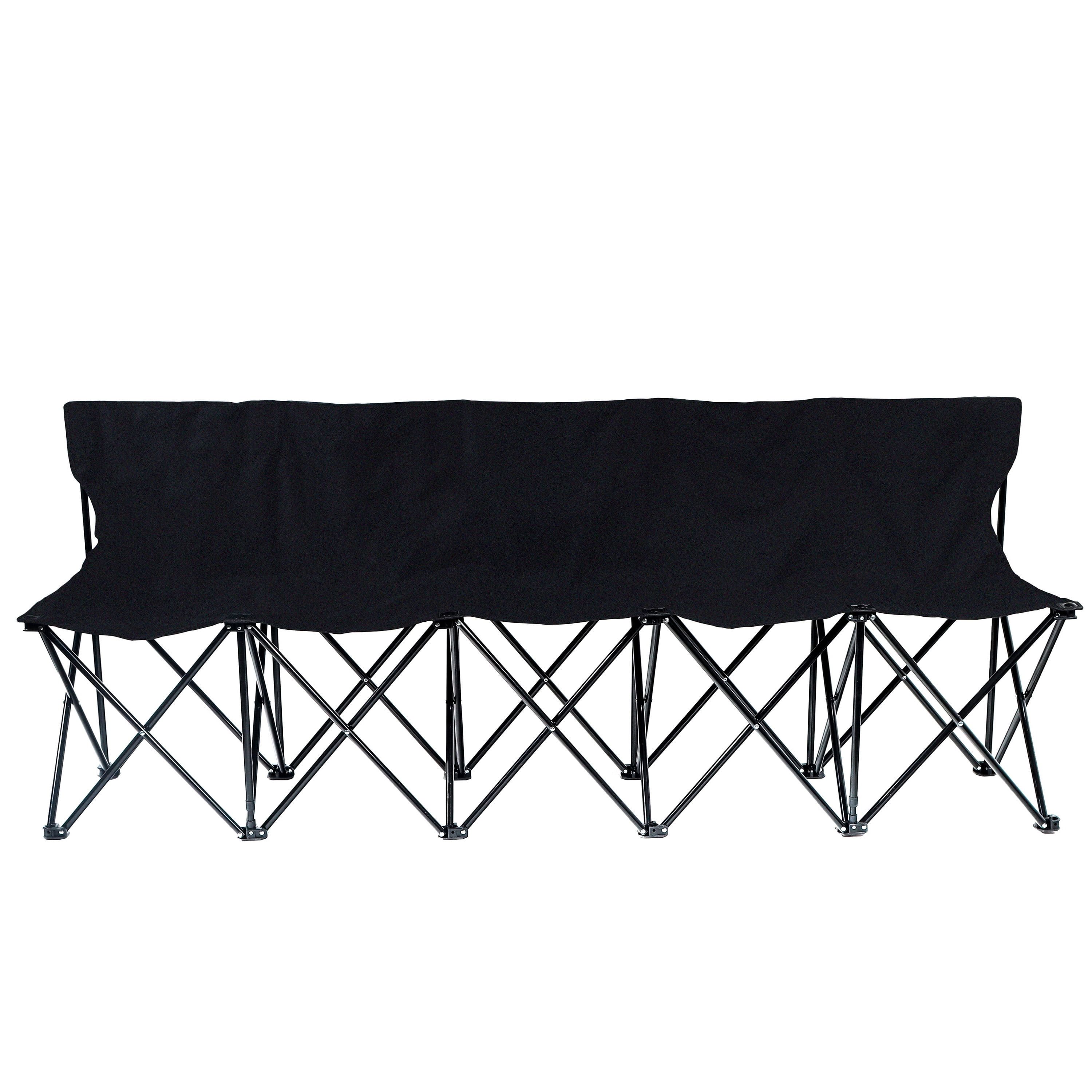 Black Portable 5-Seater Folding Team Sports Bench with Back