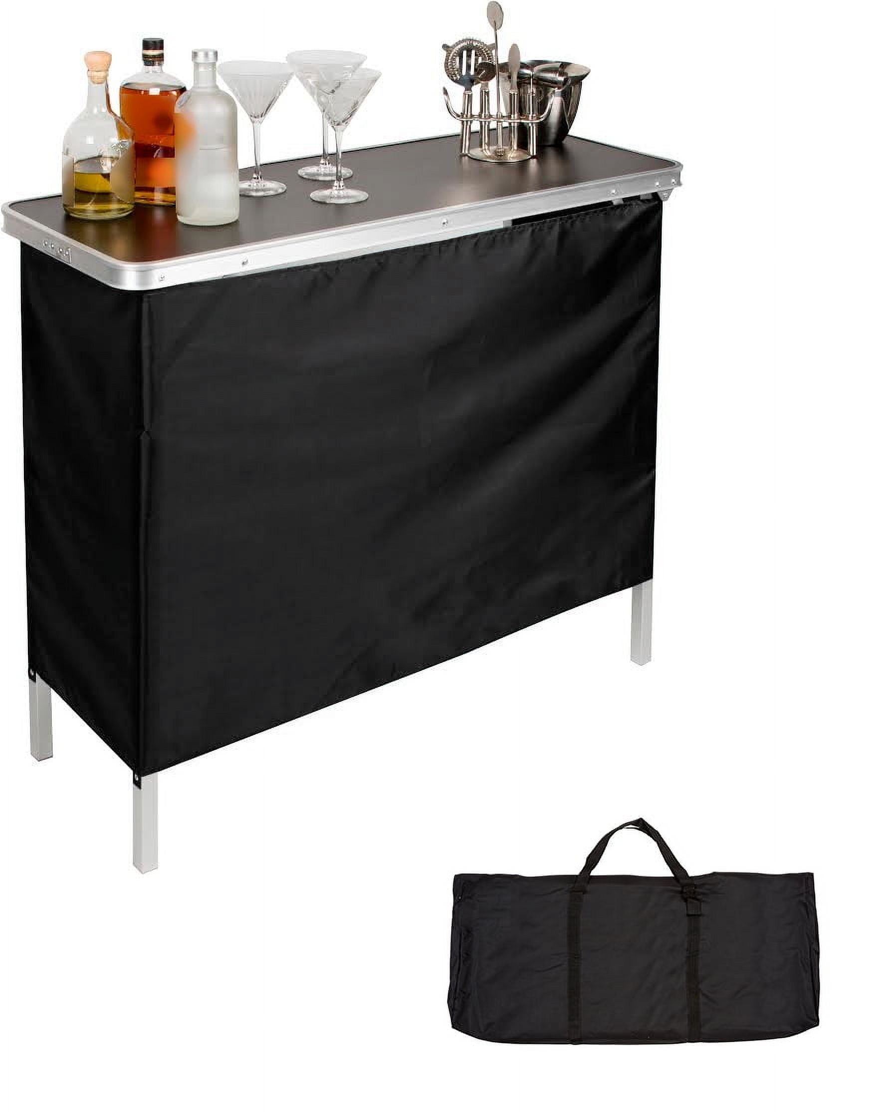 Black Portable Bar Table with Carrying Case, 39" x 15" x 35"