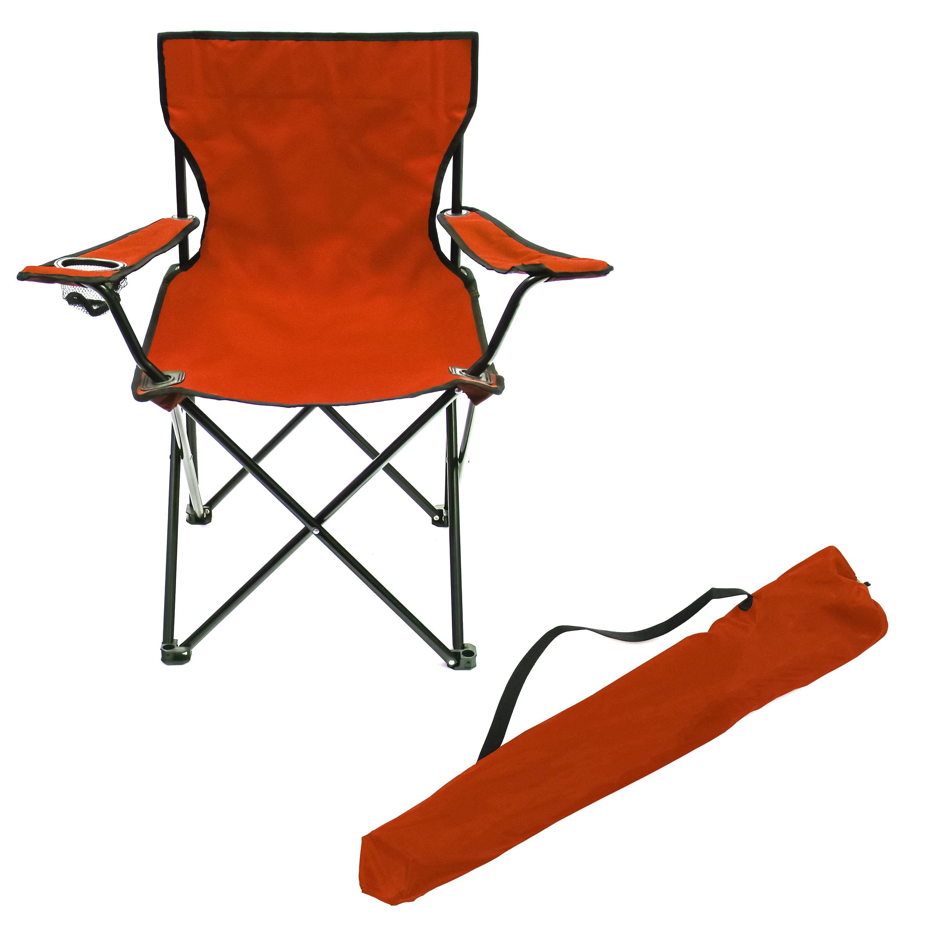 Orange Portable Folding Camping Chair with Cup Holder