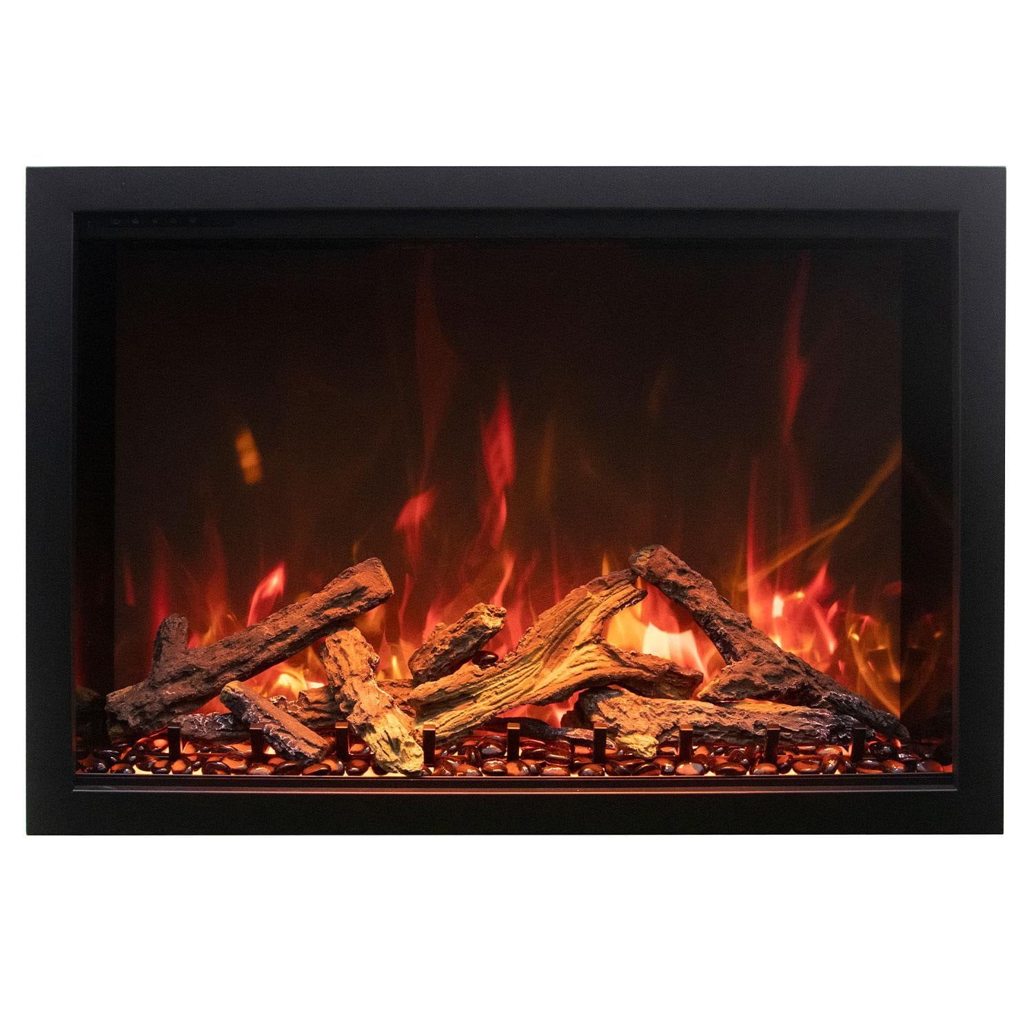 Amantii 38-Inch Black Electric Fireplace with Decorative Media