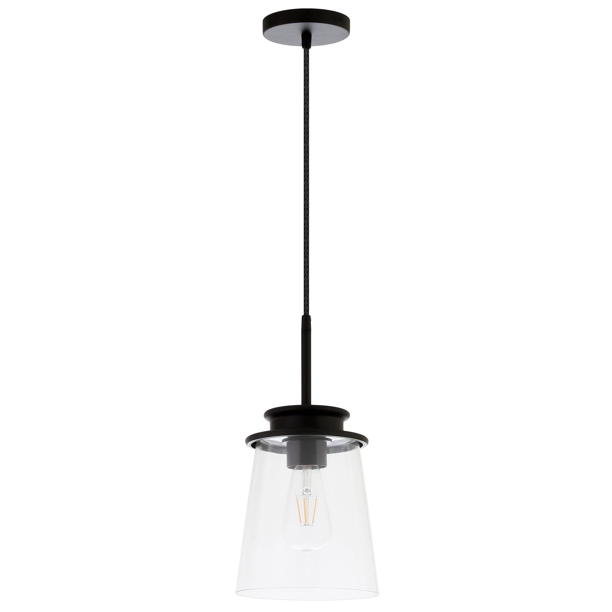 Elwood 9'' Blackened Bronze Retro Glass Pendant Light