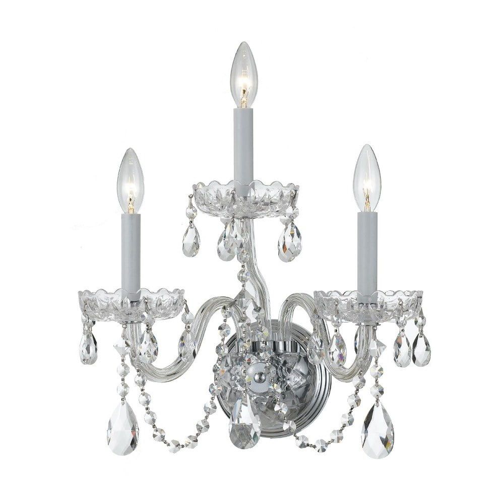 Polished Chrome Crystal 3-Light Wall Sconce