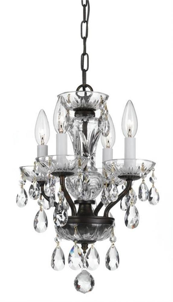 Bronze Mini Crystal 4-Light Chandelier with Spectra Crystals