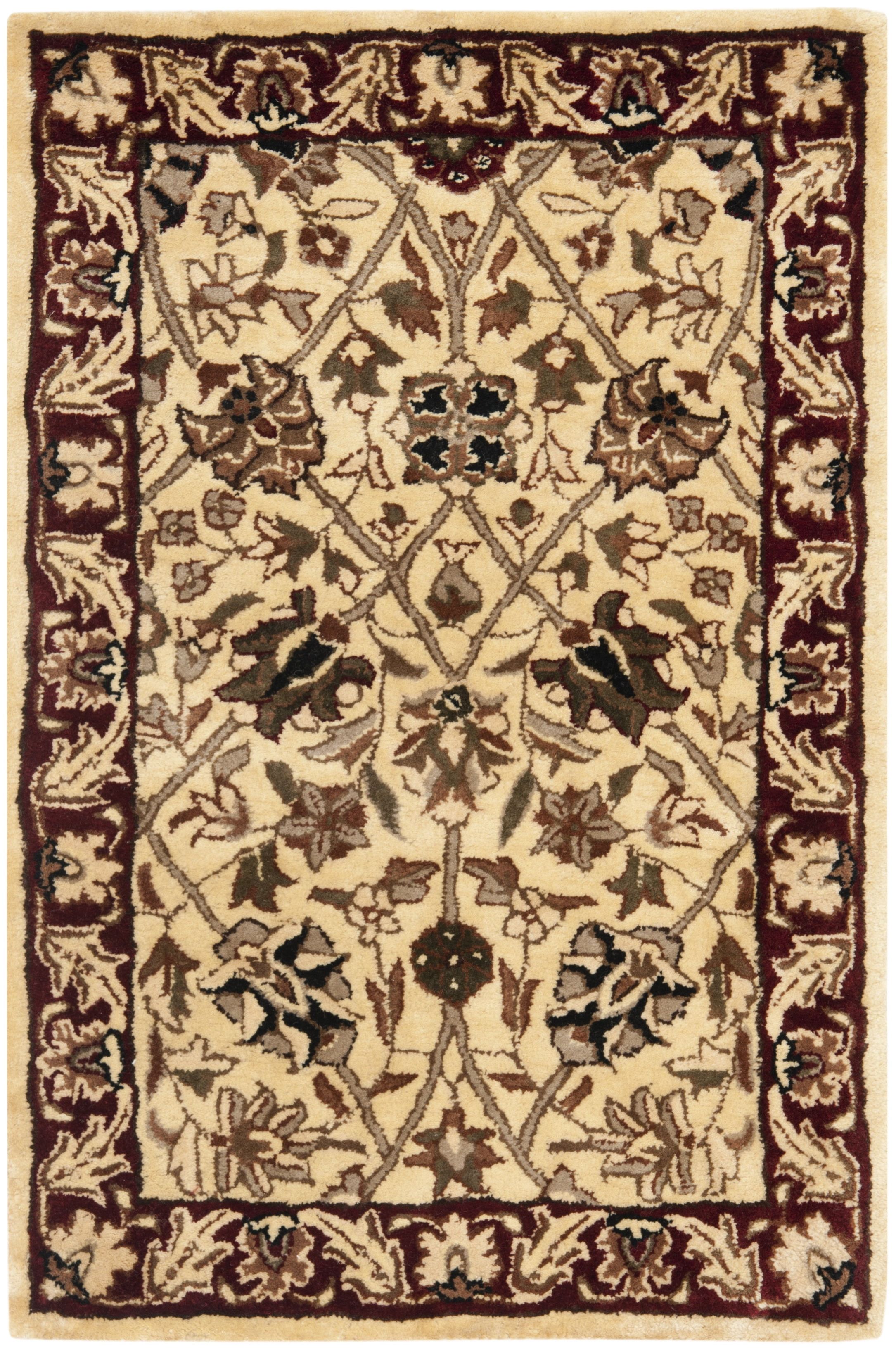 Ivory and Red Hand-Tufted Wool Persian Rug, 3' x 5'