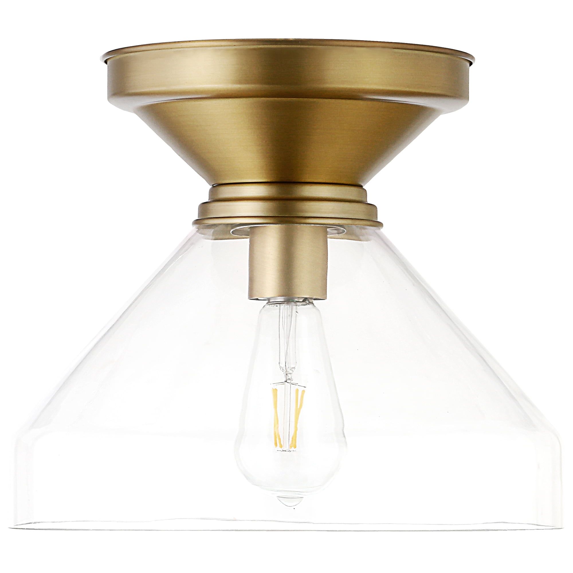 Brass and Glass 12" Semi Flush Mount Ceiling Light