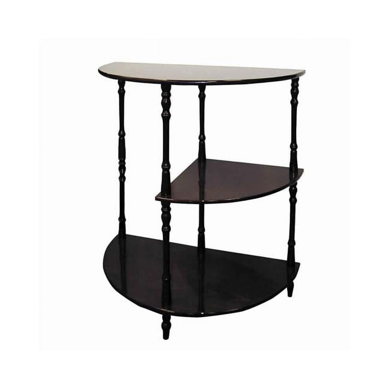 Modern Dark Brown Wooden 3-Tier Half Moon Table