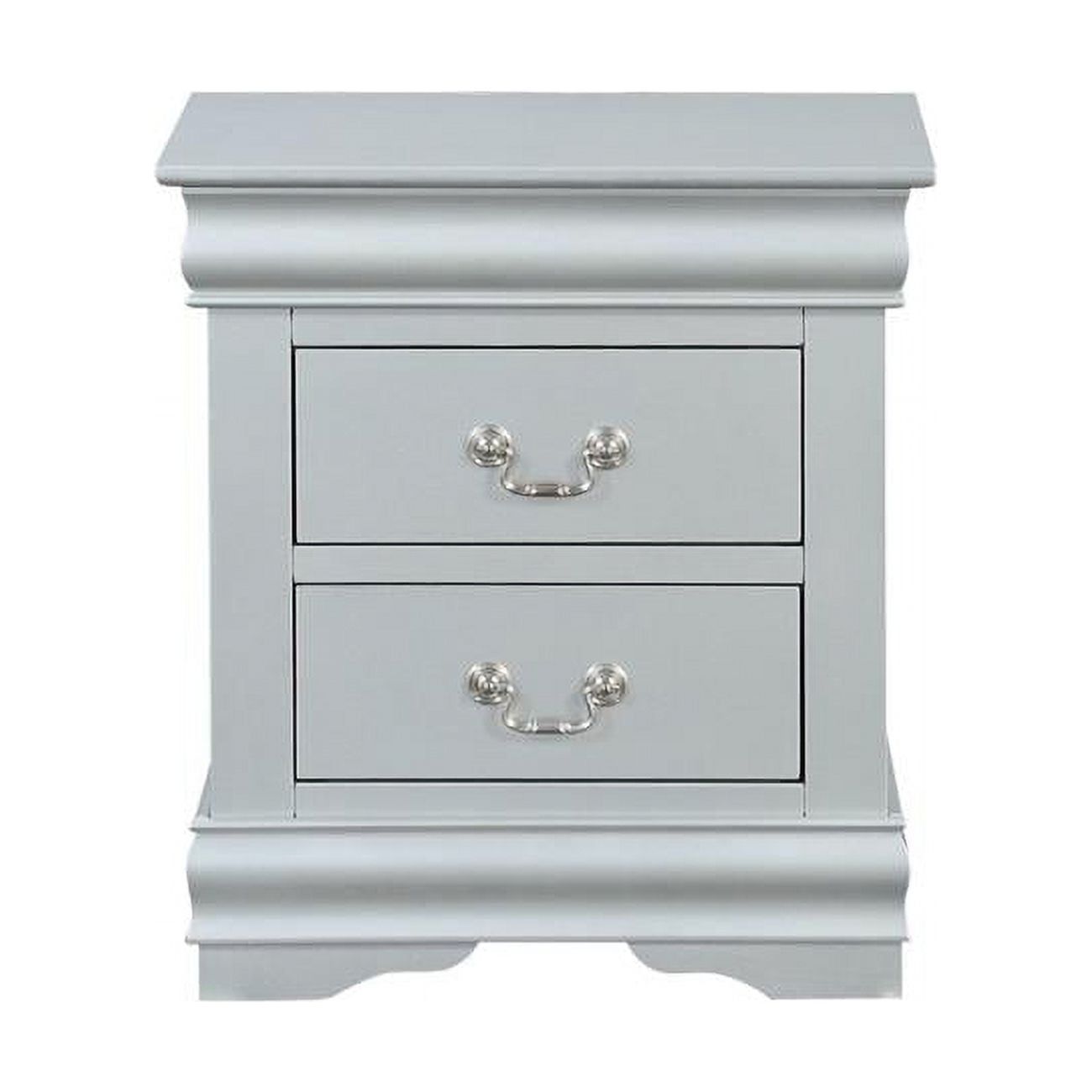 Traditional Gray Wooden Nightstand with Bracket Base and 2 Drawers