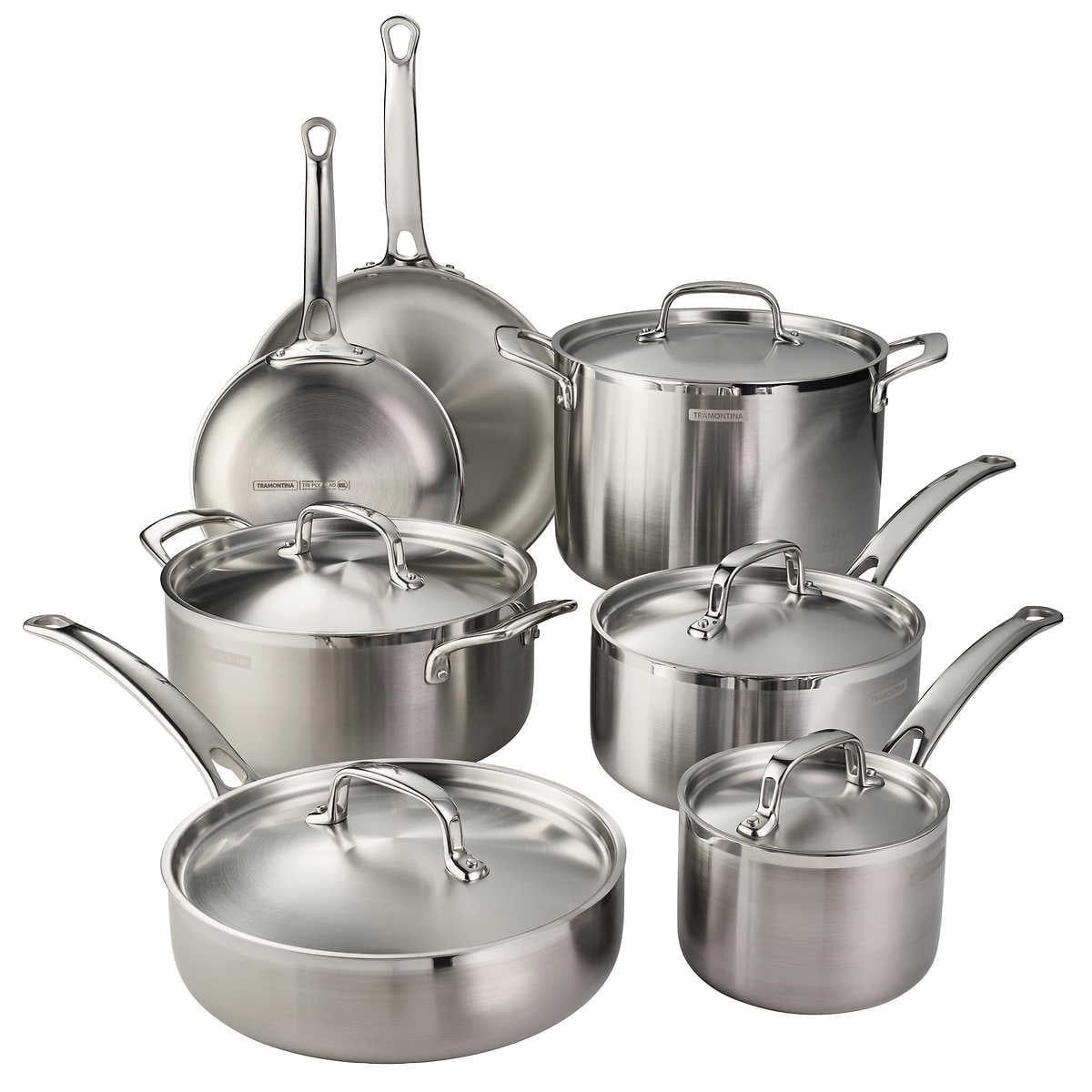 Tramontina 12-Piece Tri-Ply Clad Stainless Steel Cookware Set