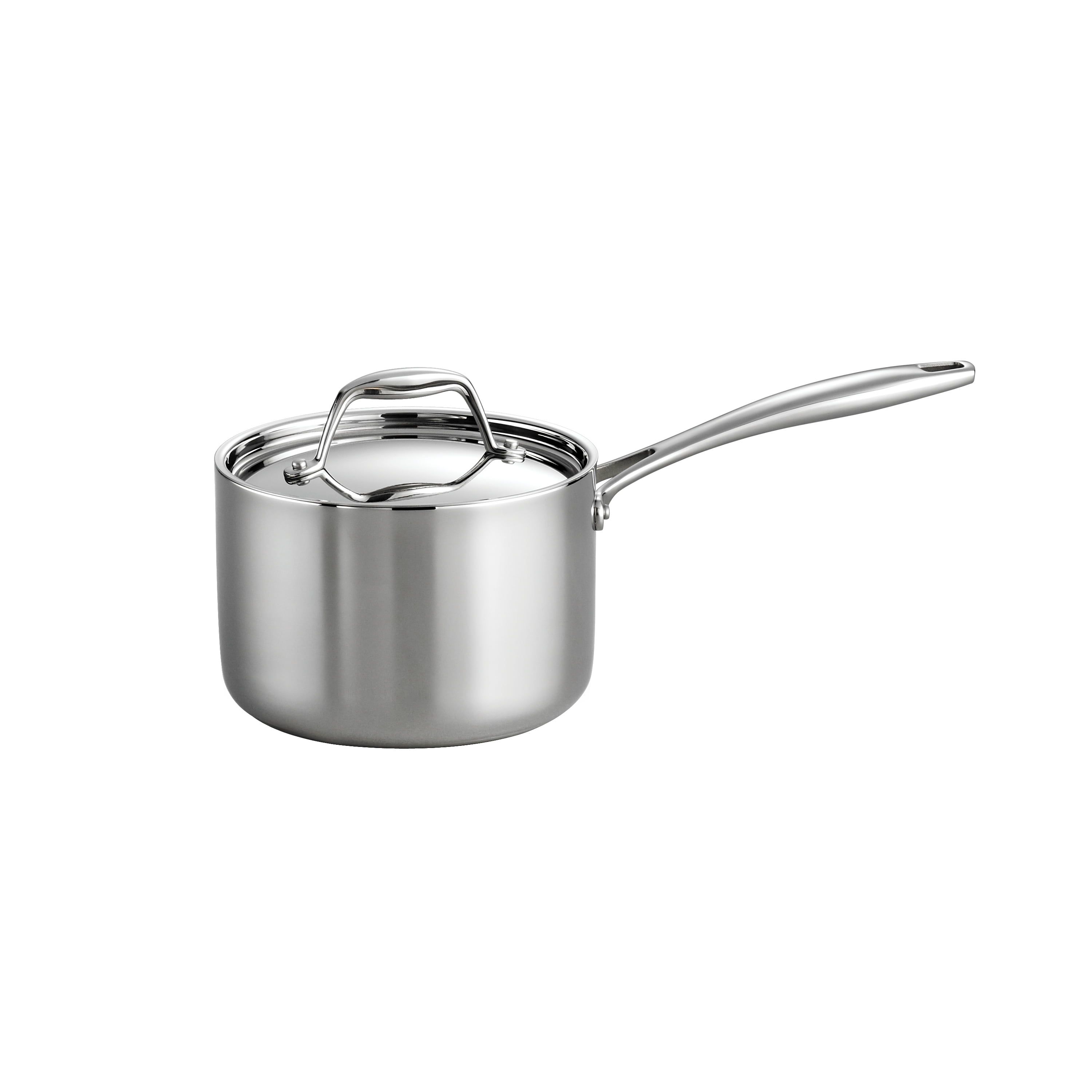 Tri-Ply Clad Stainless Steel 2-Quart Sauce Pan with Lid