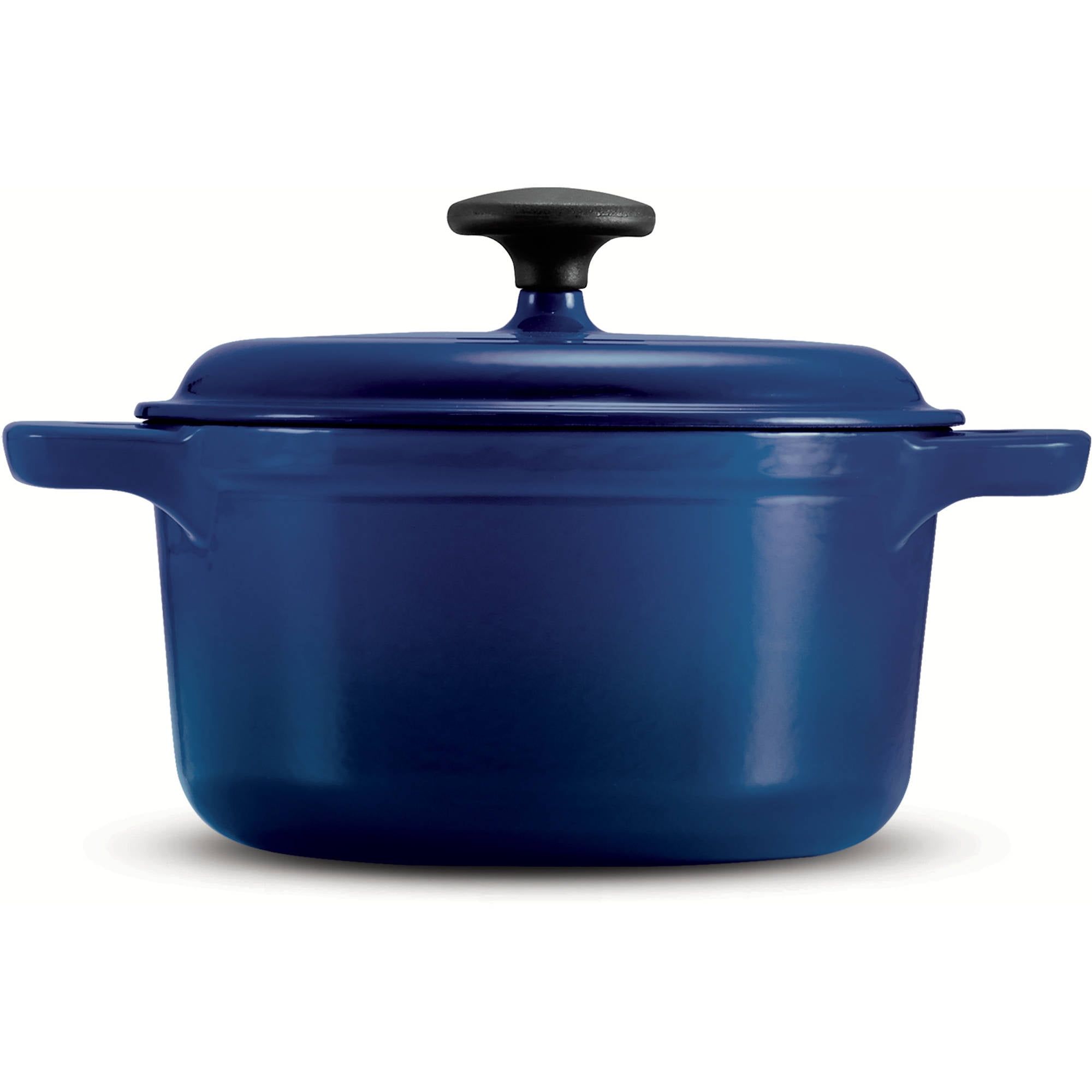 3.5-Quart Blue Enameled Cast Iron Round Dutch Oven with Lid