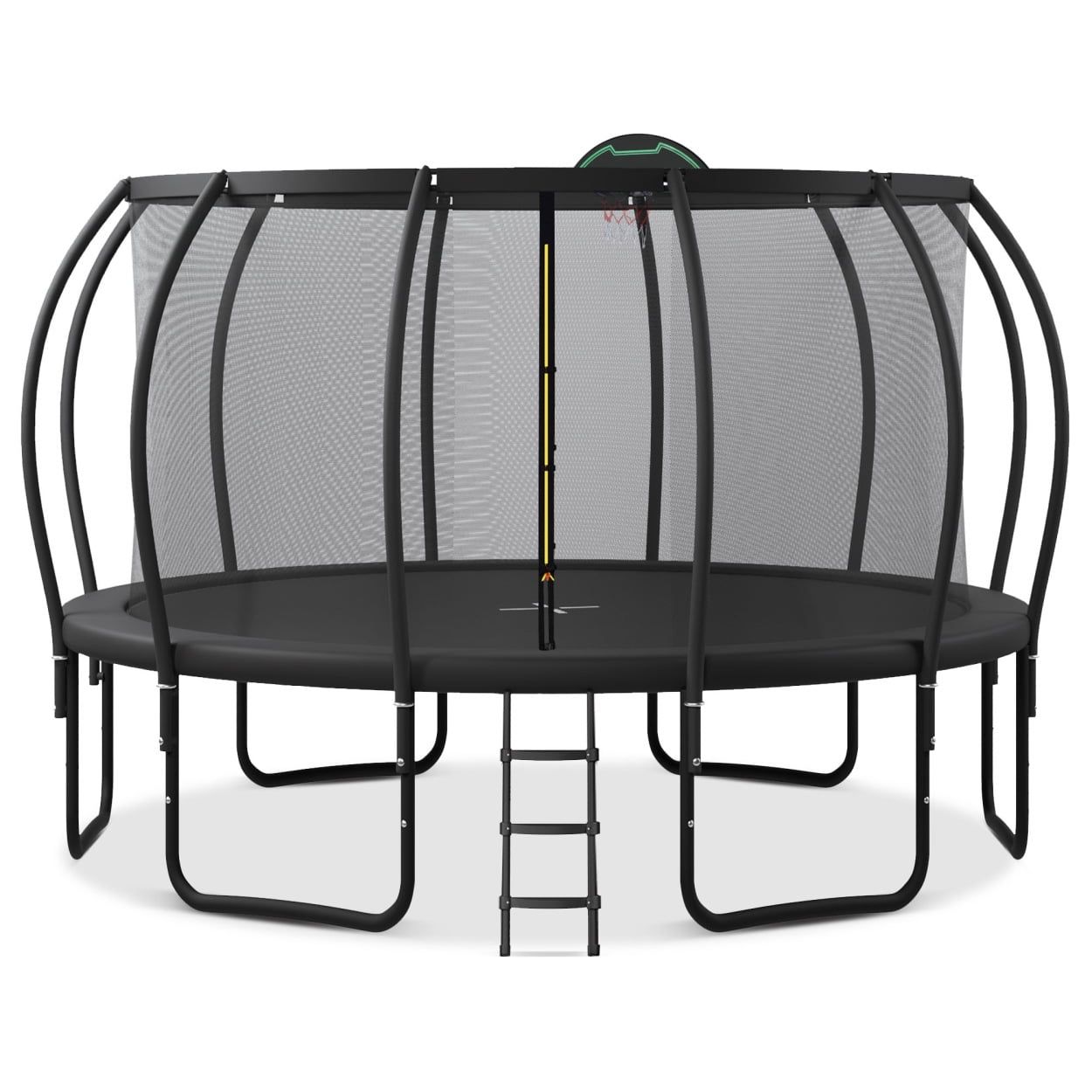 15FT Black Trampoline with Safety Enclosure and Ladder