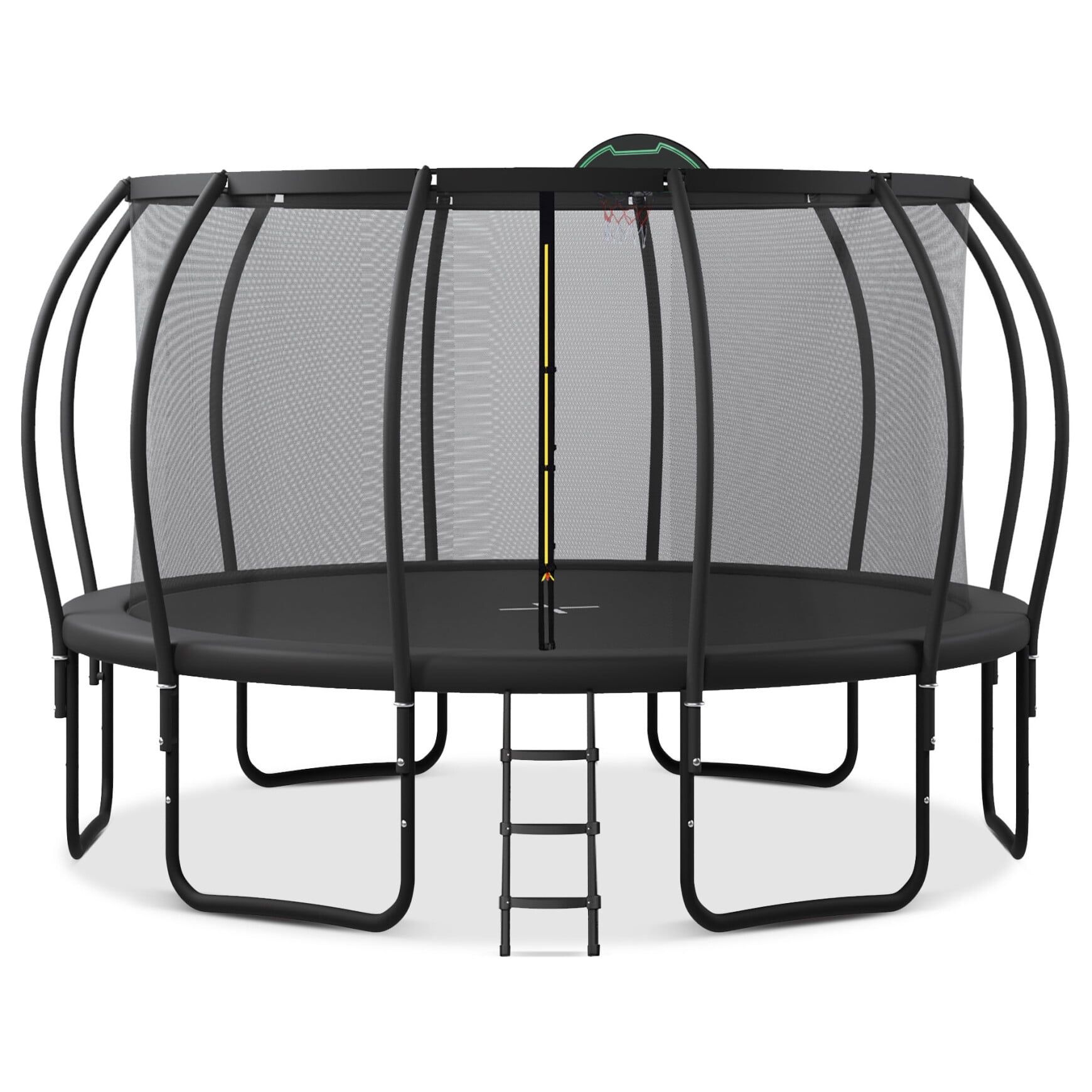 16FT Black Round Kids' Trampoline with Safety Enclosure