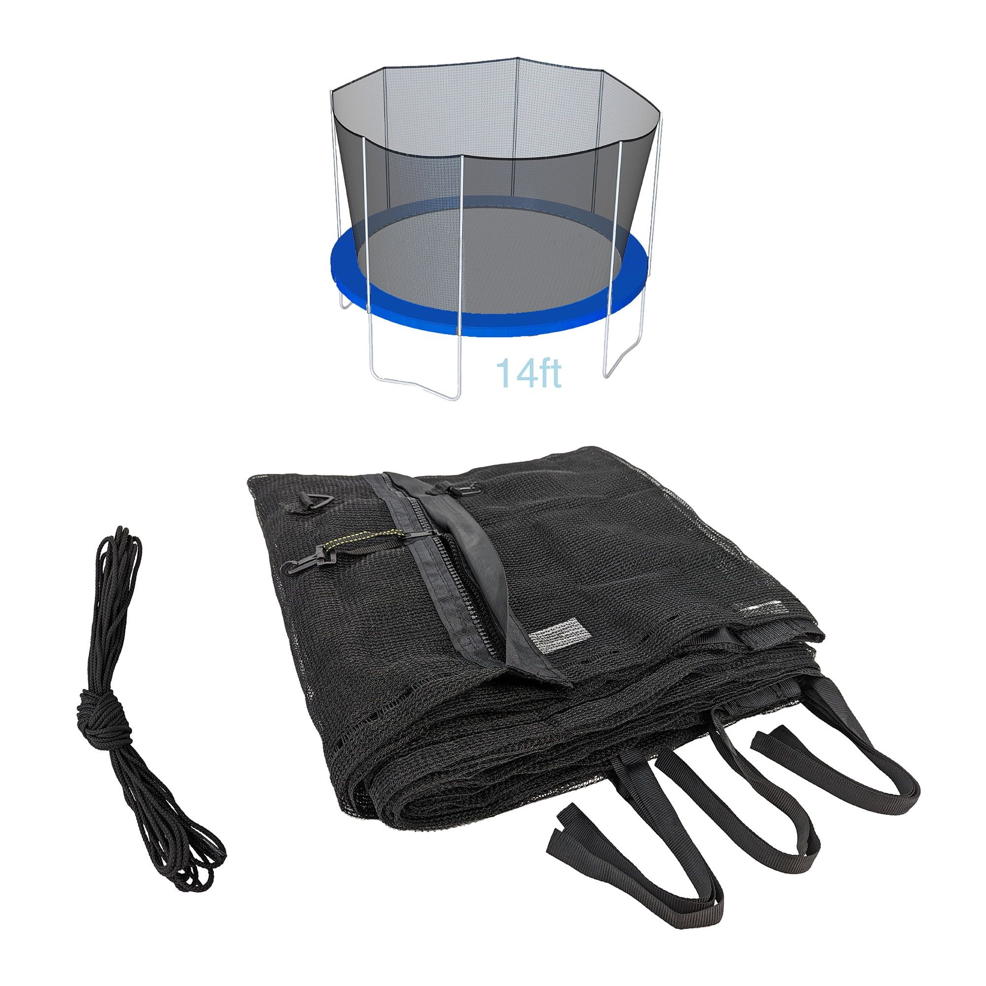 14ft Black Polyester Trampoline Safety Net with Straps