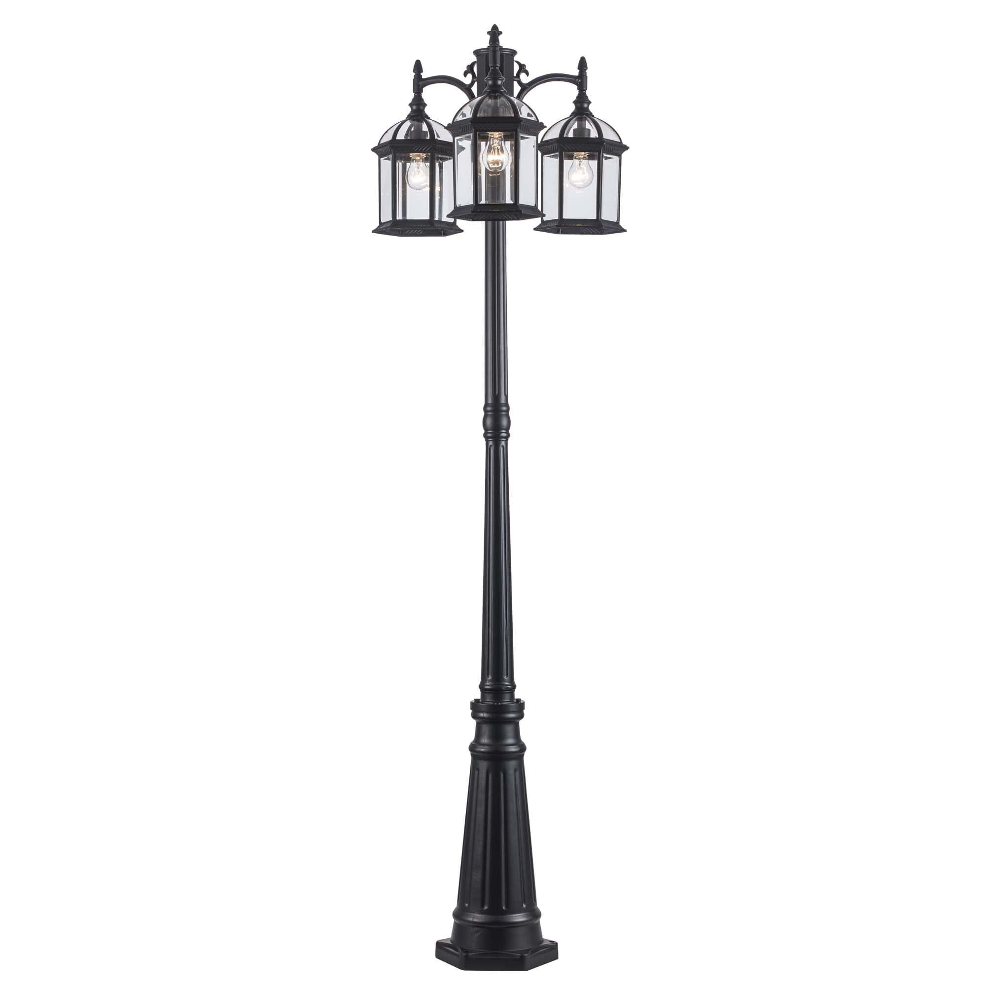 Wentworth 79" Black Metal and Glass Outdoor Pole Lantern