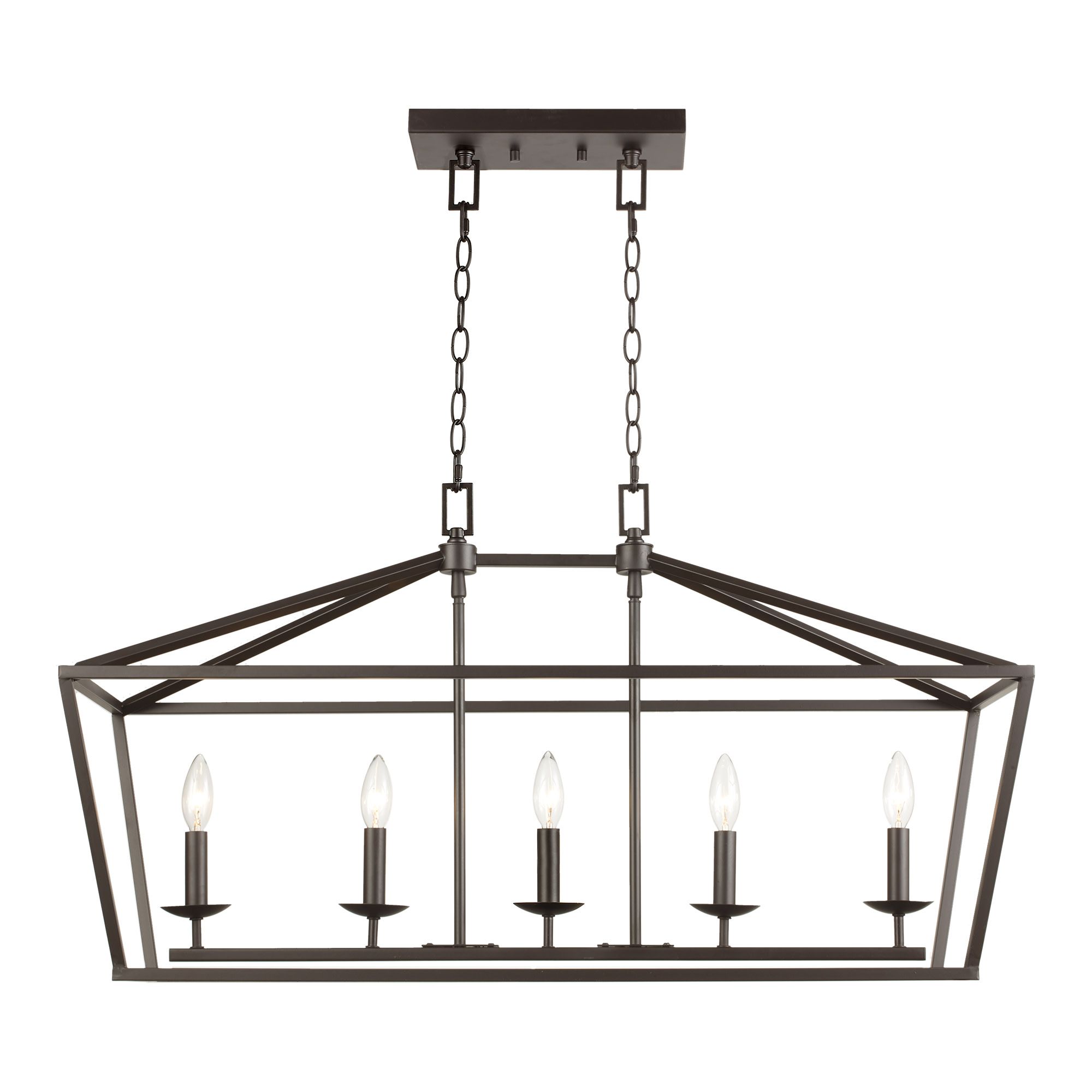 Lacey 5-Light Rubbed Oil Bronze Taper Candle Linear Chandelier