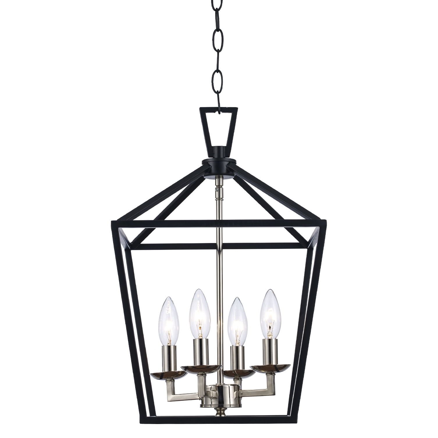 Lacey 12" Black and Chrome Glass Farmhouse Pendant Light