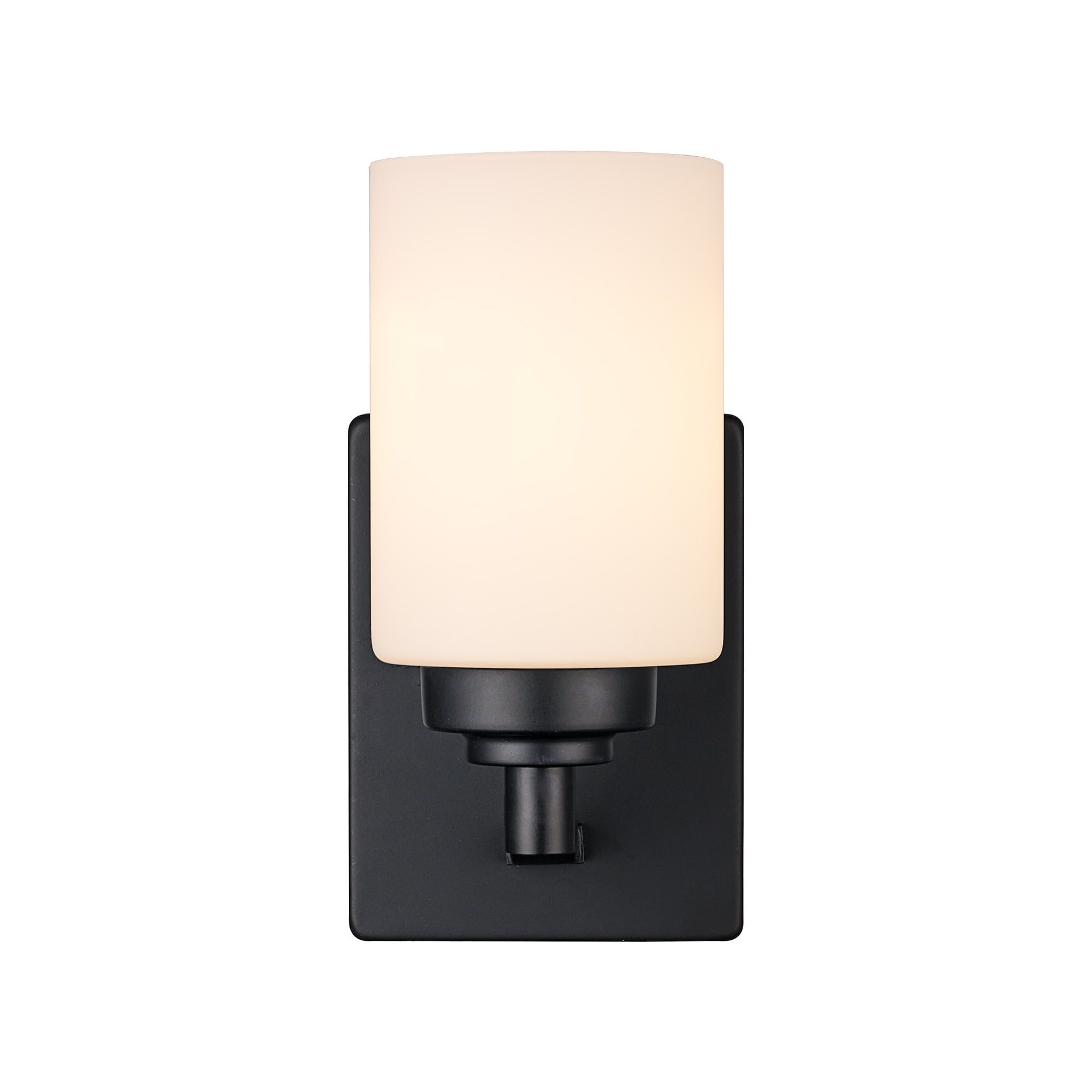 Black Frosted Glass Cylinder Dimmable Wall Sconce