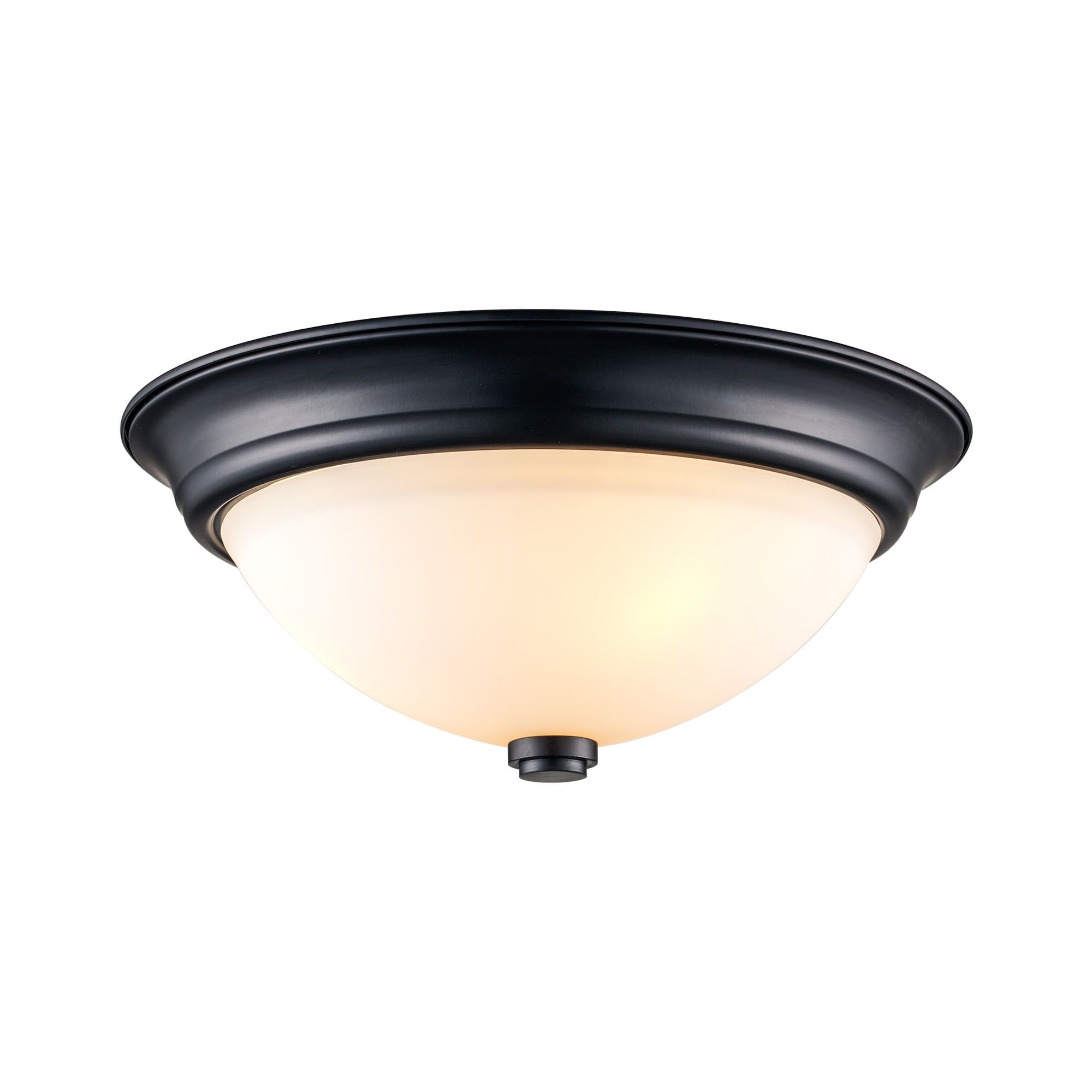 15" Black Frosted Glass Bowl Ceiling Light Fixture