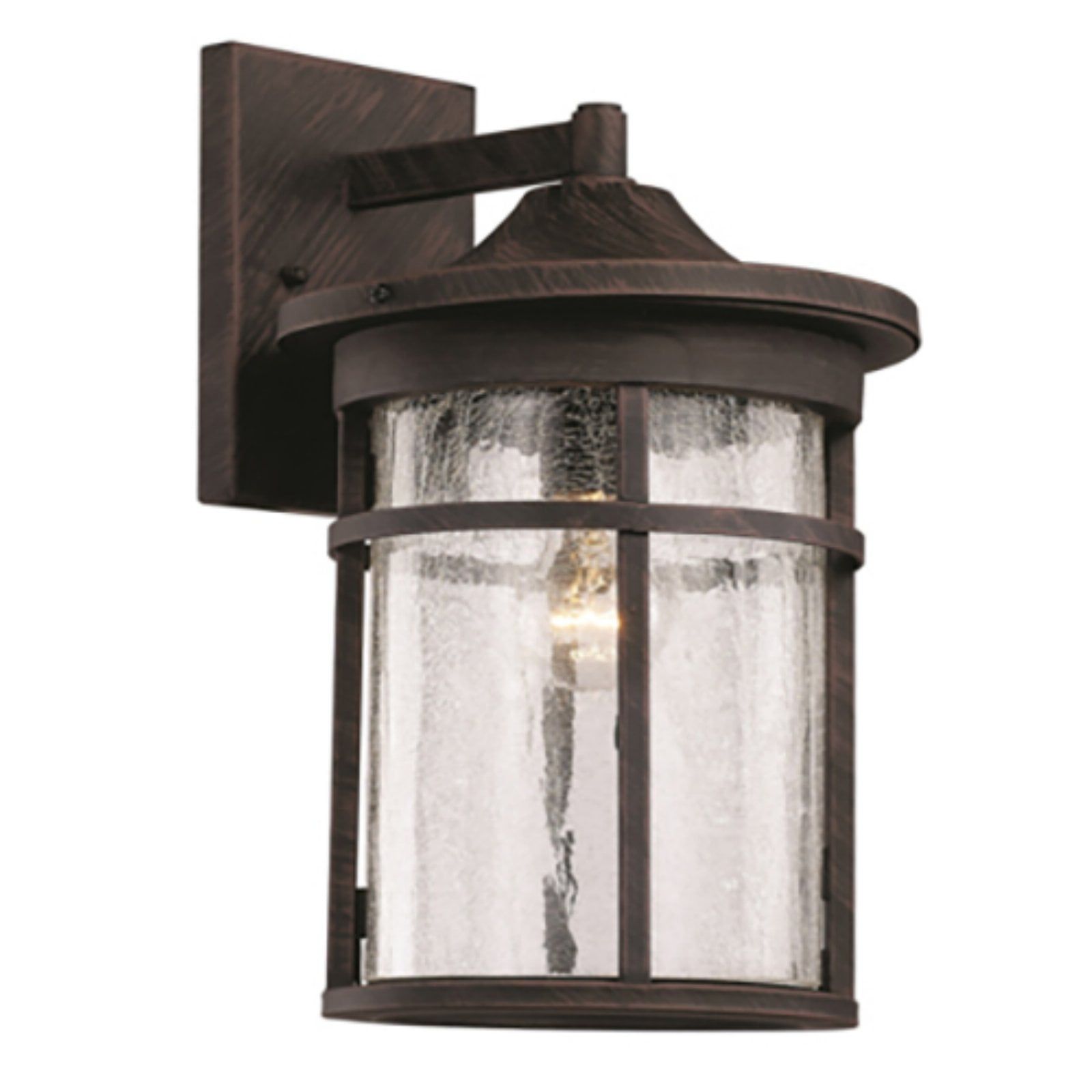 Rustic Brown Seeded Glass 14.5" Outdoor Wall Lantern