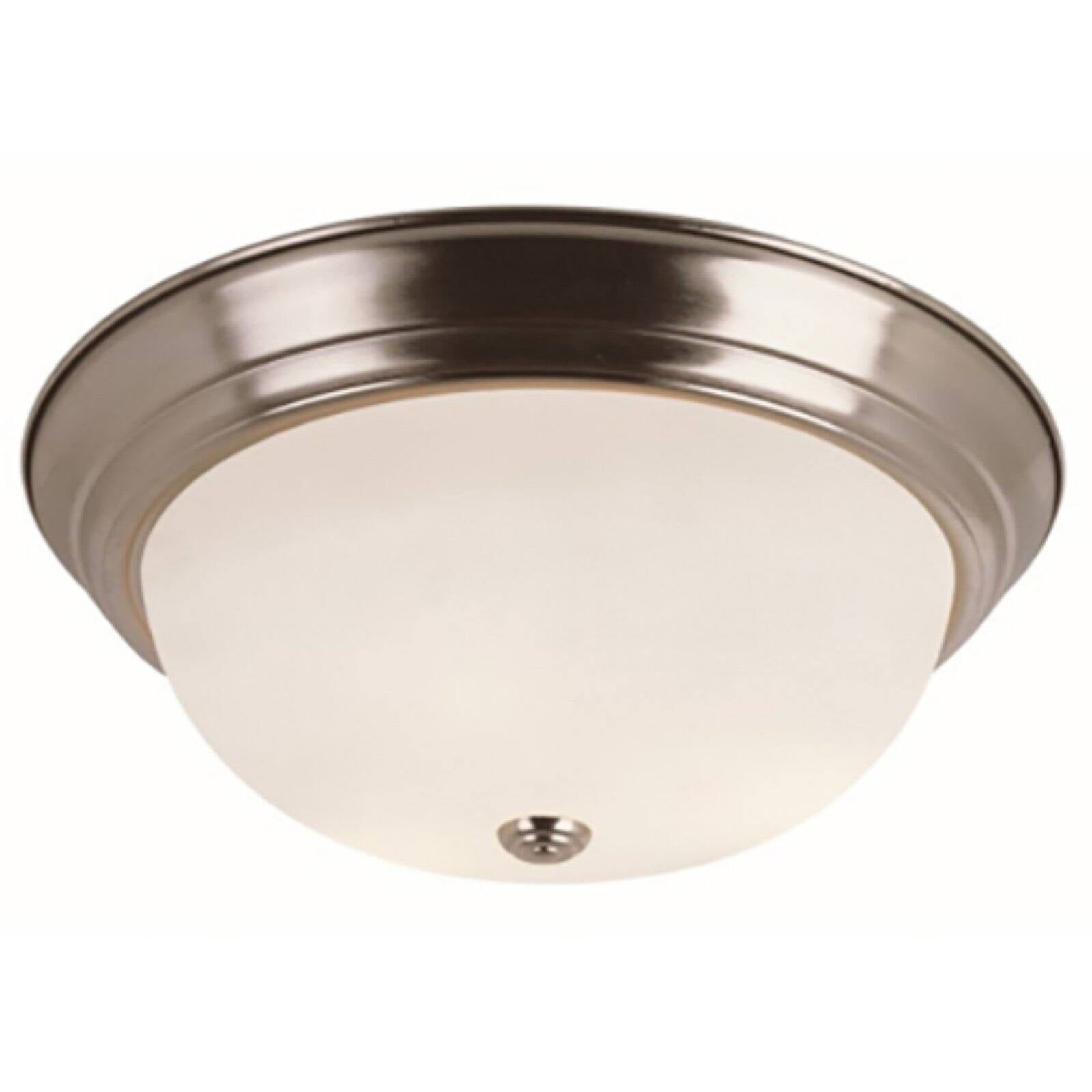 Brushed Nickel 15" Indoor/Outdoor Flush Mount Light with Frosted Glass