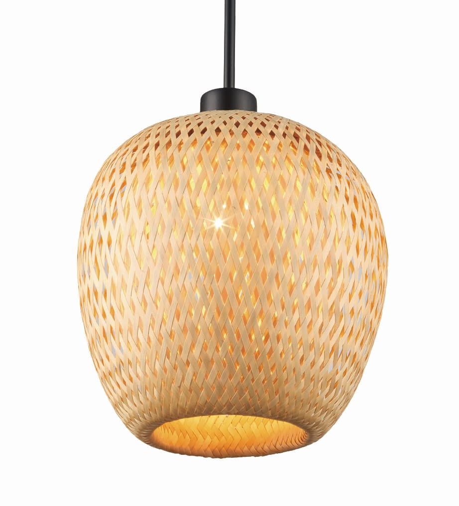 Bernice 10" Black Rattan Drum Pendant Light