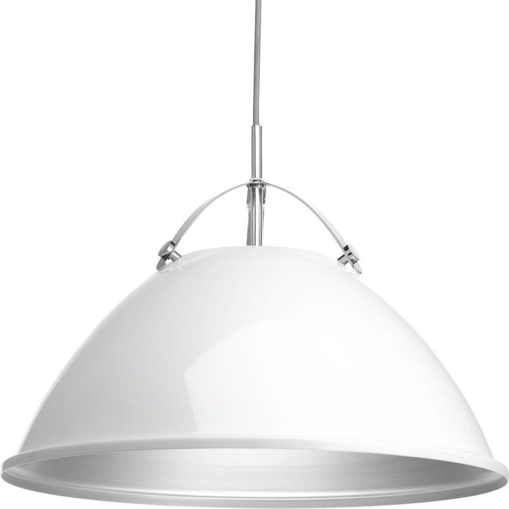 White and Brushed Nickel 20" Dome Pendant Light