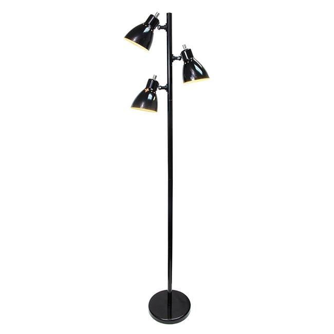 Black Metal 3-Light Adjustable Tree Floor Lamp