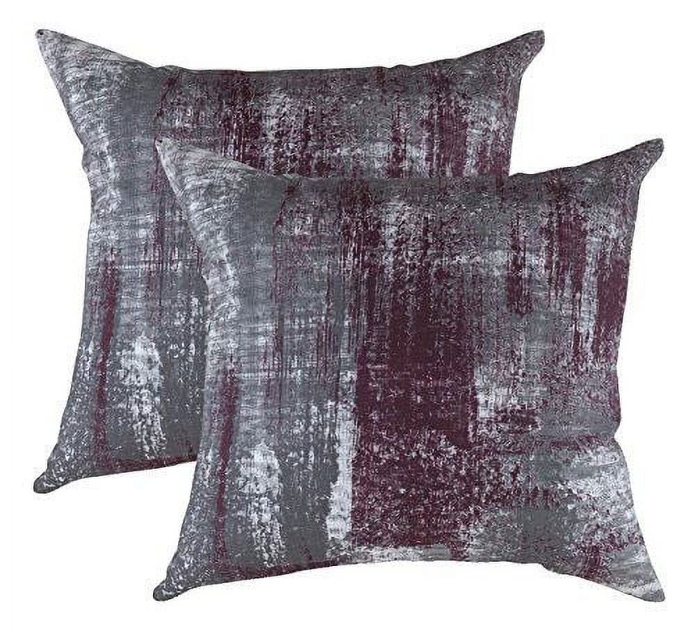 Burgundy and Gray Cotton Art Deco Throw Pillow Covers 22x22