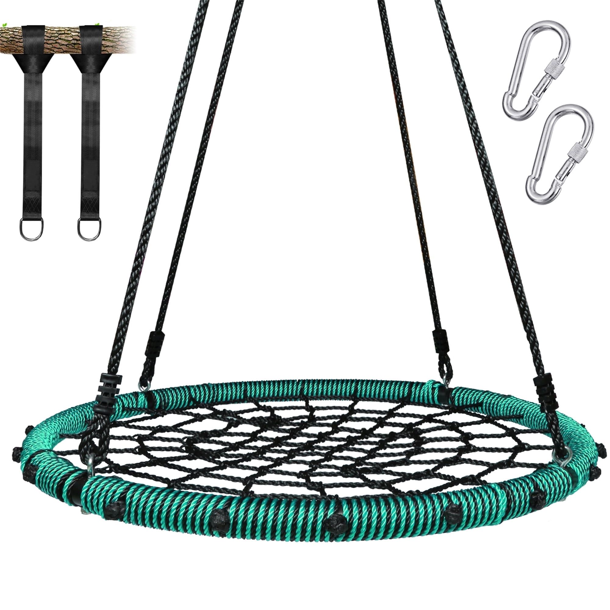 Green and Black 40" Spider Web Tree Swing with Steel Frame