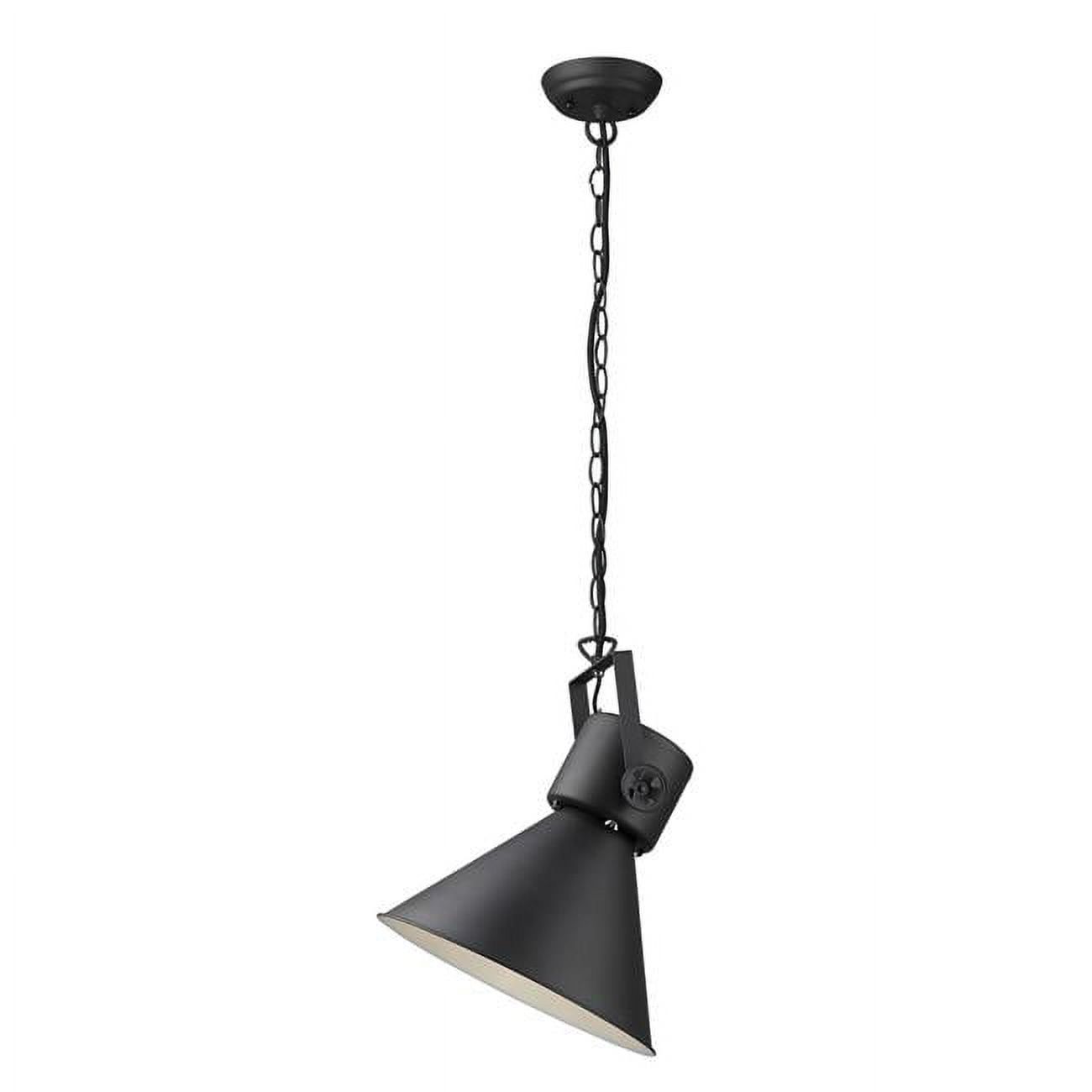 Crew Adjustable Cone-Shaped Matte Black Steel Pendant