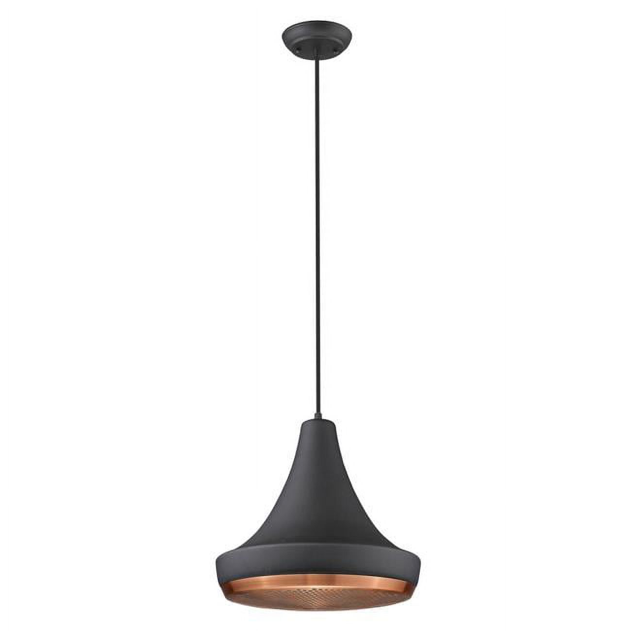 Tholos Matte Black Iron 13.25" Pendant Light