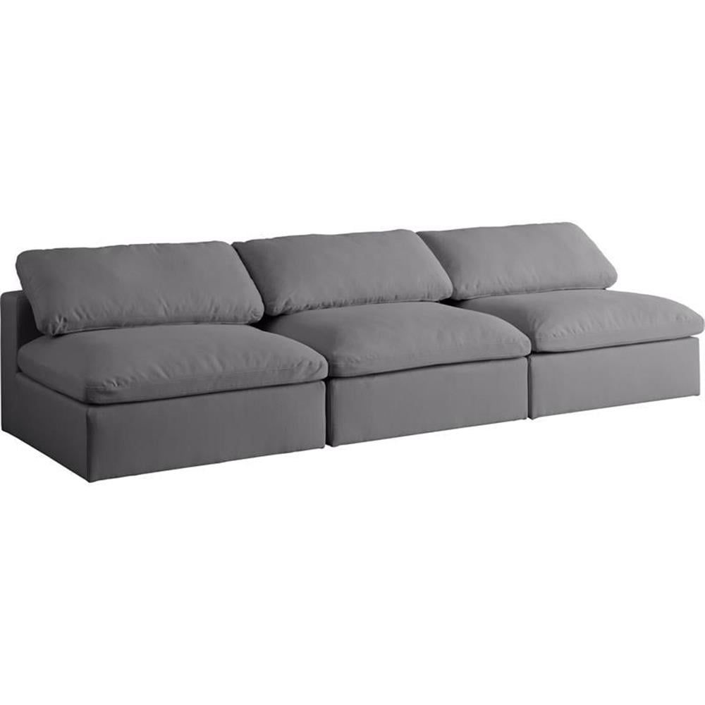 Serene Gray Linen Fabric Modular Armless Sofa with Down Fill Cushions