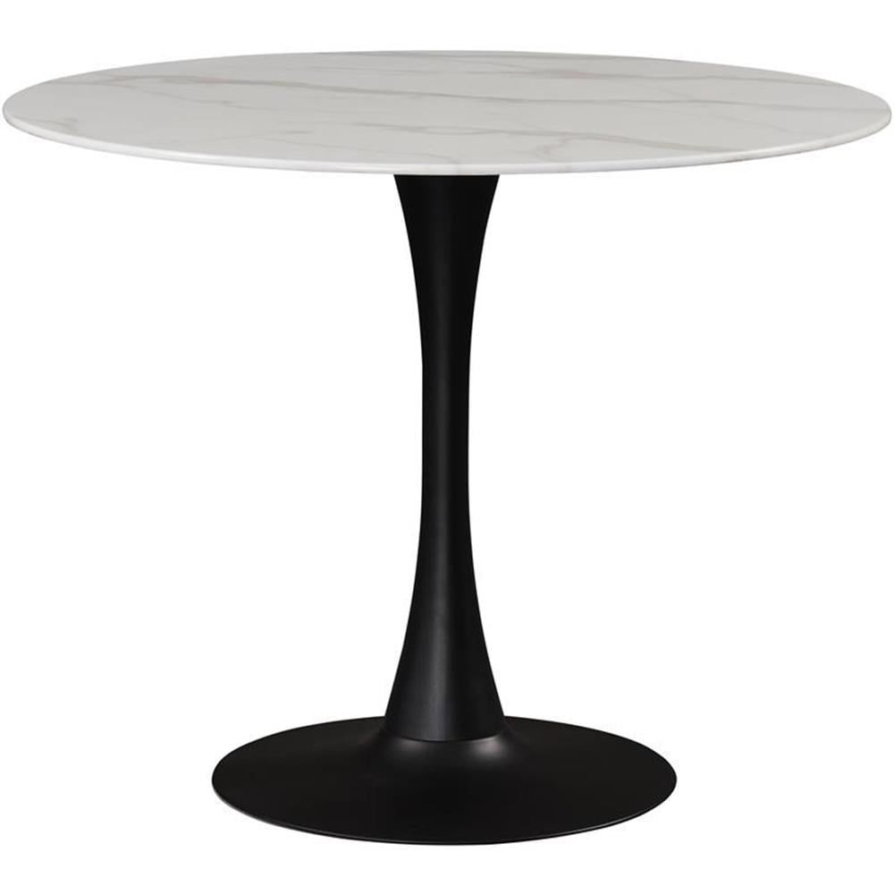 36" Round Faux Marble Dining Table with Matte Black Base