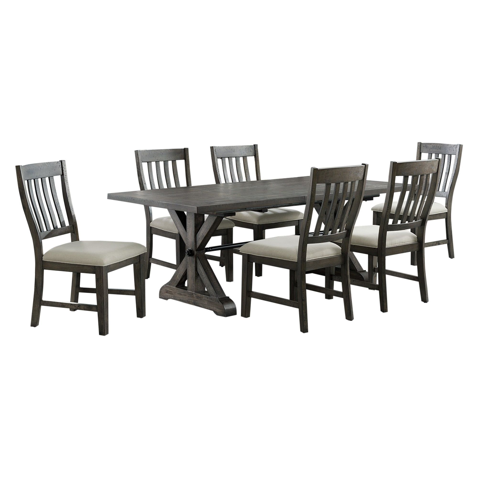 Farmhouse Charm 96" Extendable Dining Set in Distressed Gray