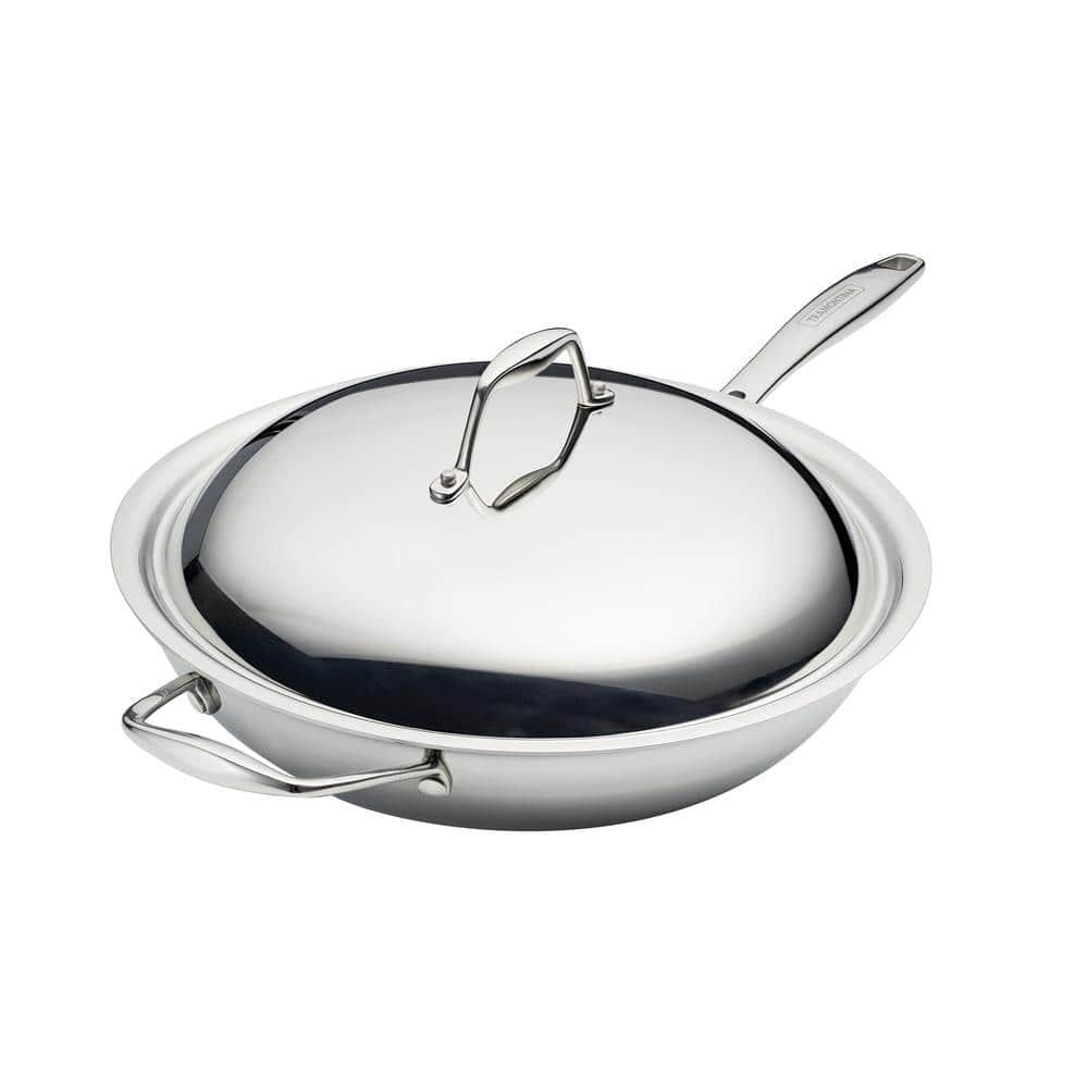 12-Inch Stainless Steel Tri-Ply Clad Wok with Lid