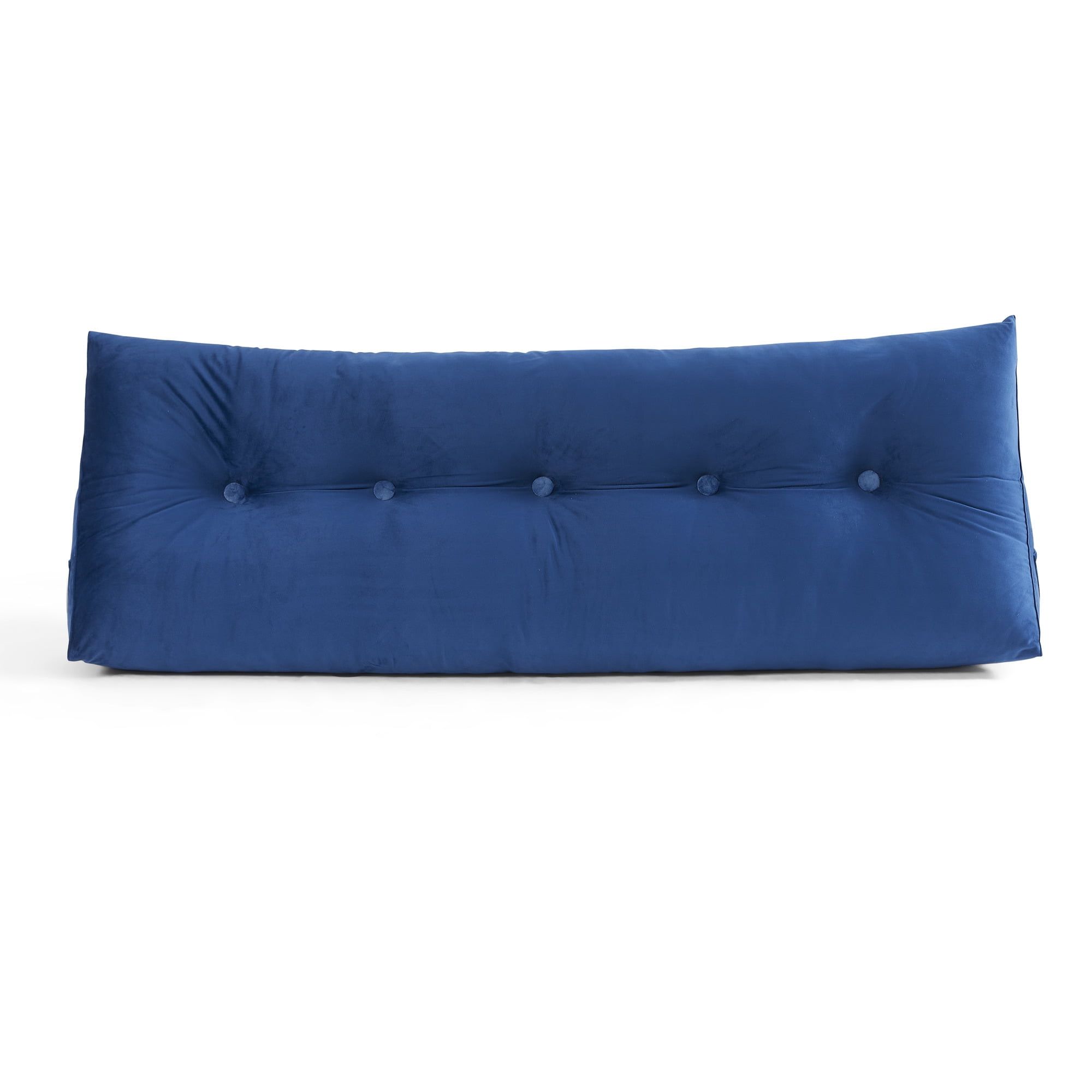 Full Size Blue Velvet Triangle Headboard Wedge Cushion