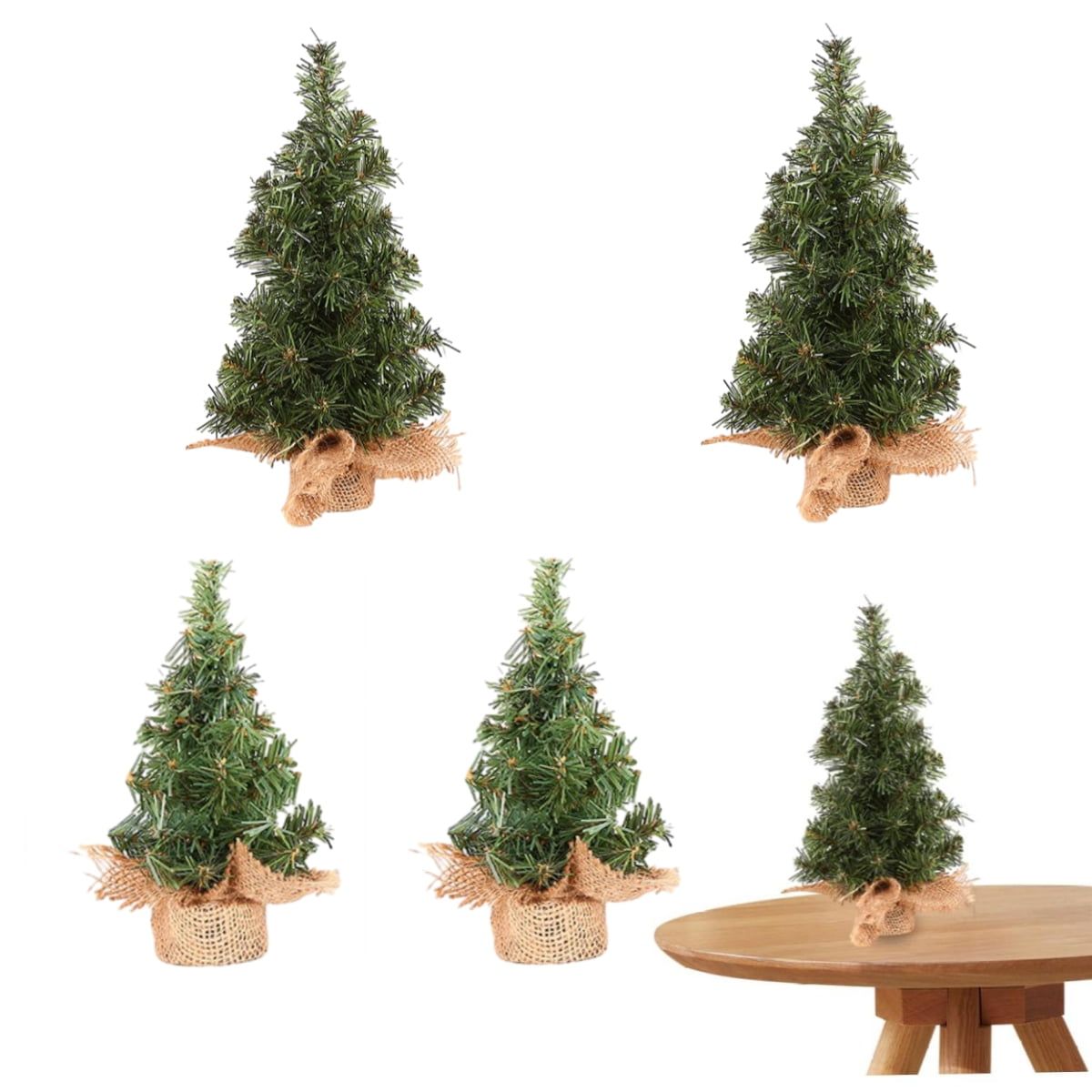 Set of 4 Mini Tabletop Pine Christmas Trees with Linen Base