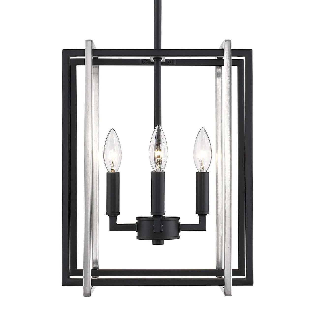 Tribeca Contemporary Black Steel Cage 4-Light Chandelier