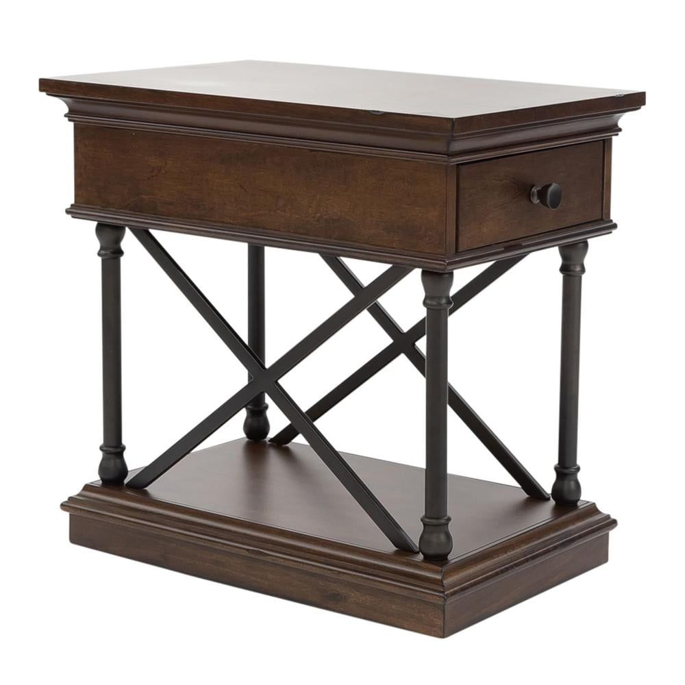 Cordovian Brown Wood and Metal Side Table with Storage