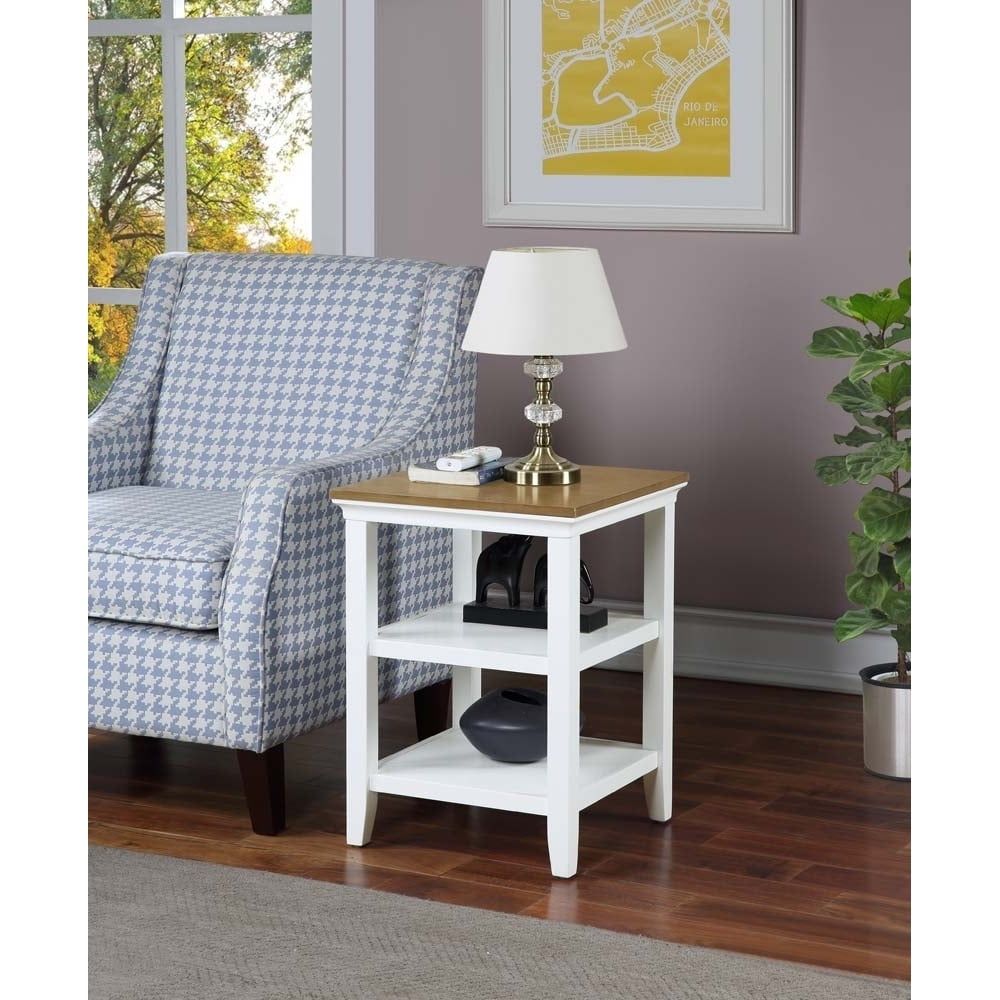 Tribeca Driftwood & White Square End Table with Storage Shelves