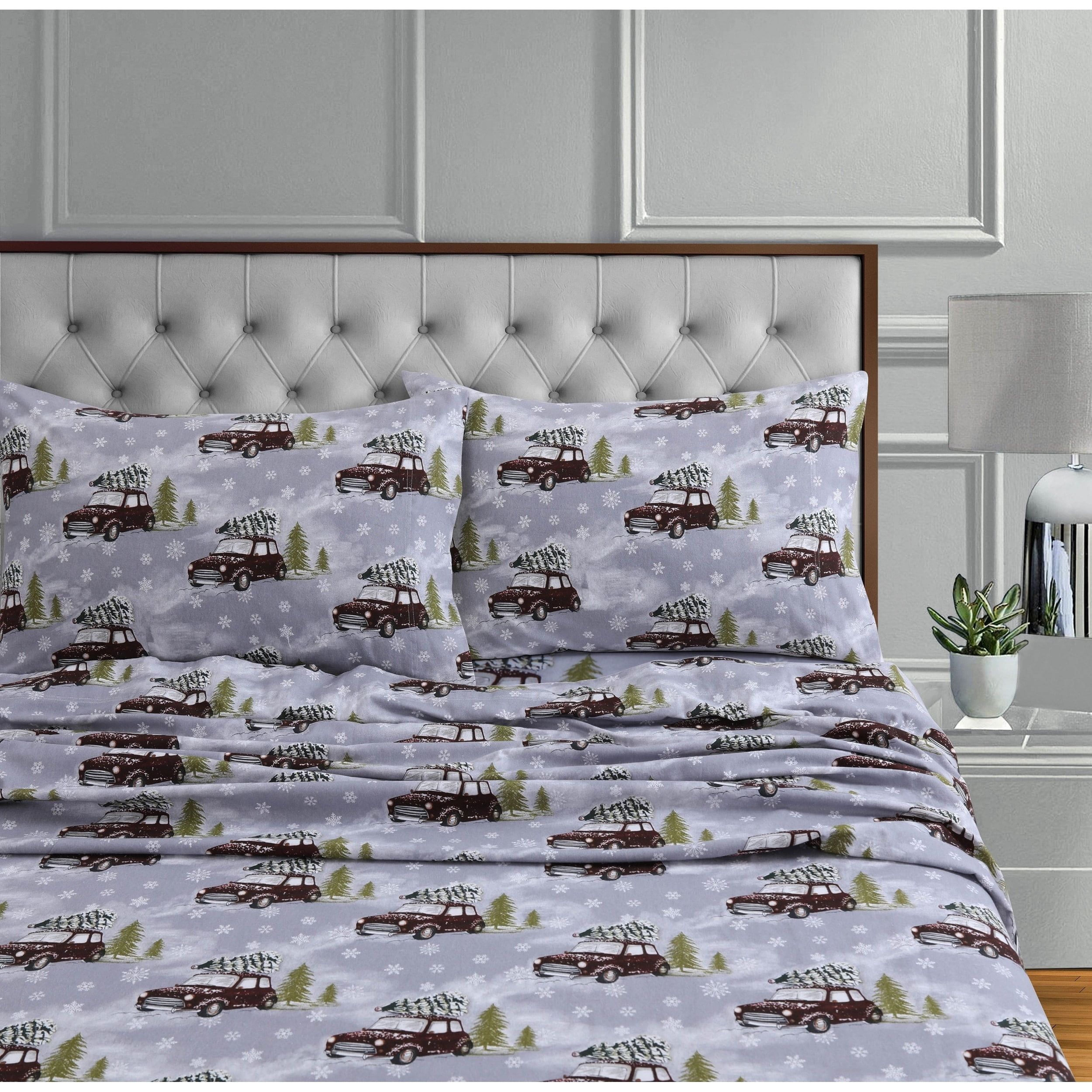 Gray Winter Outing Cotton Flannel Queen Sheet Set