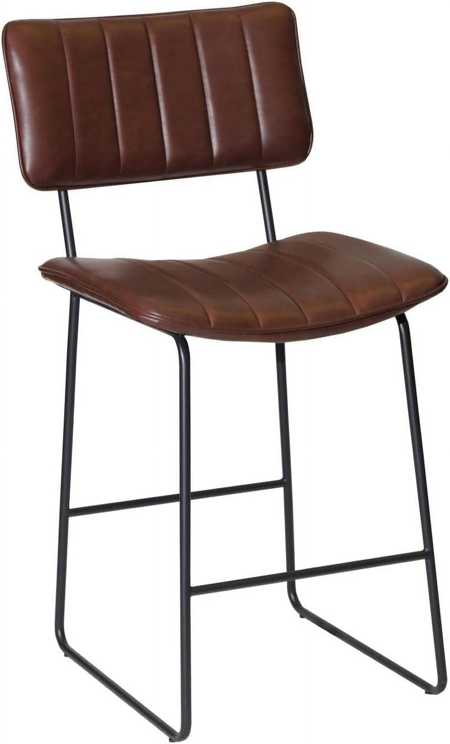 Tribeca Mid-Century Modern Brown Faux Leather 43" Bar Stool